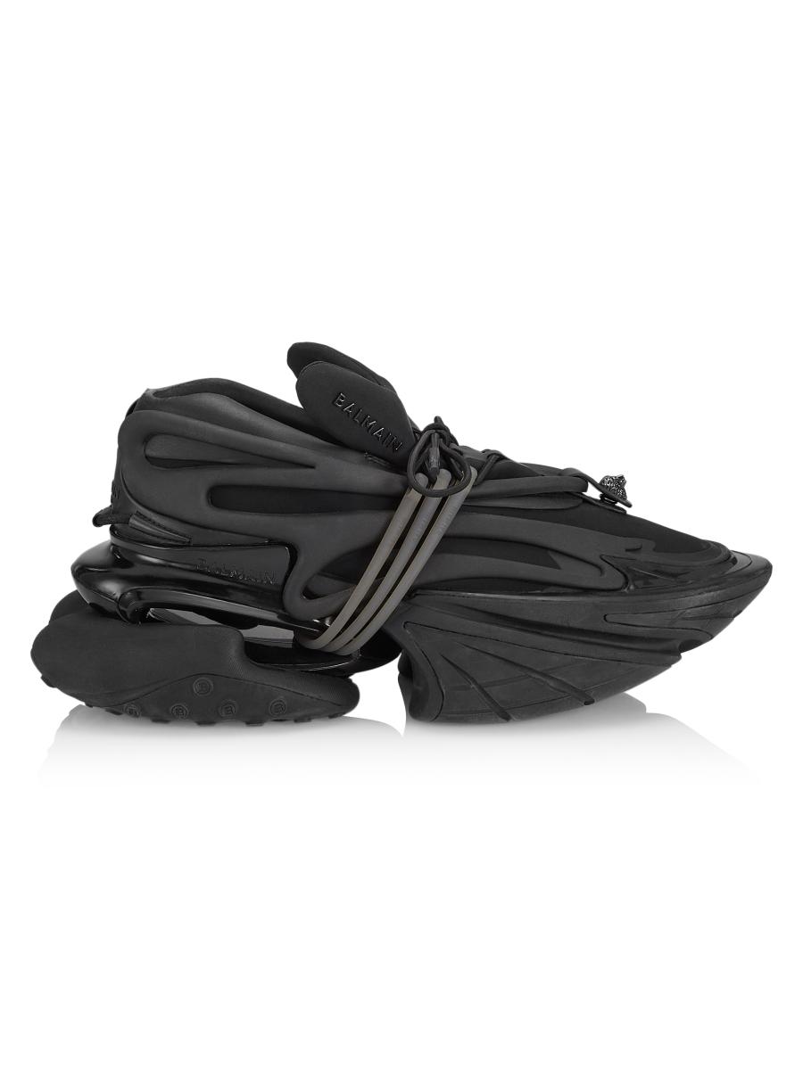 関税送料込◆BALMAN◆UNICORN-NEOPRENE&CALF スニーカー 黒 Unicorn Low sneakers in neoprene and calfskin black black