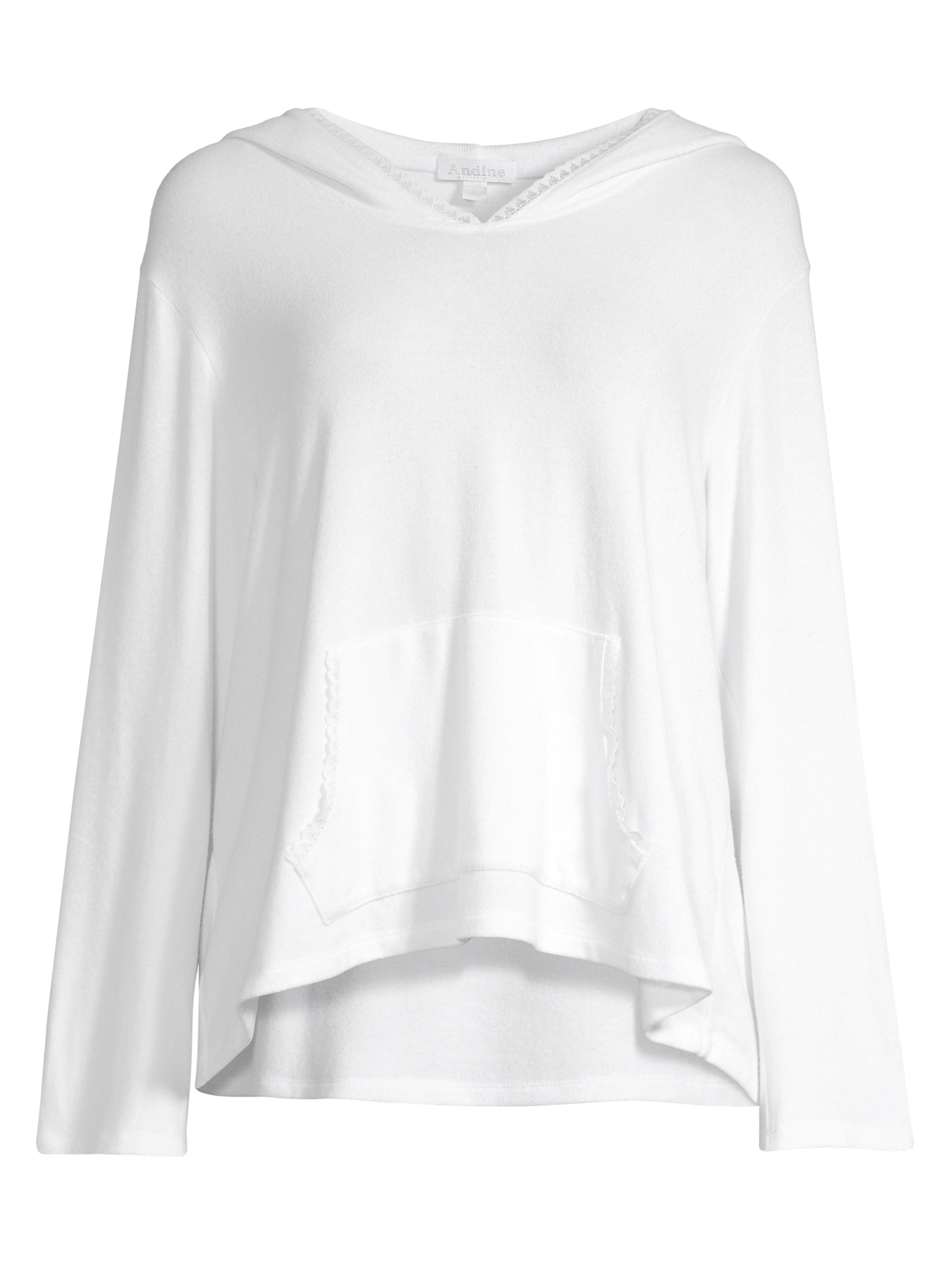 Andine Women's Geneva Relaxed Lace-Trim Hoodie - White