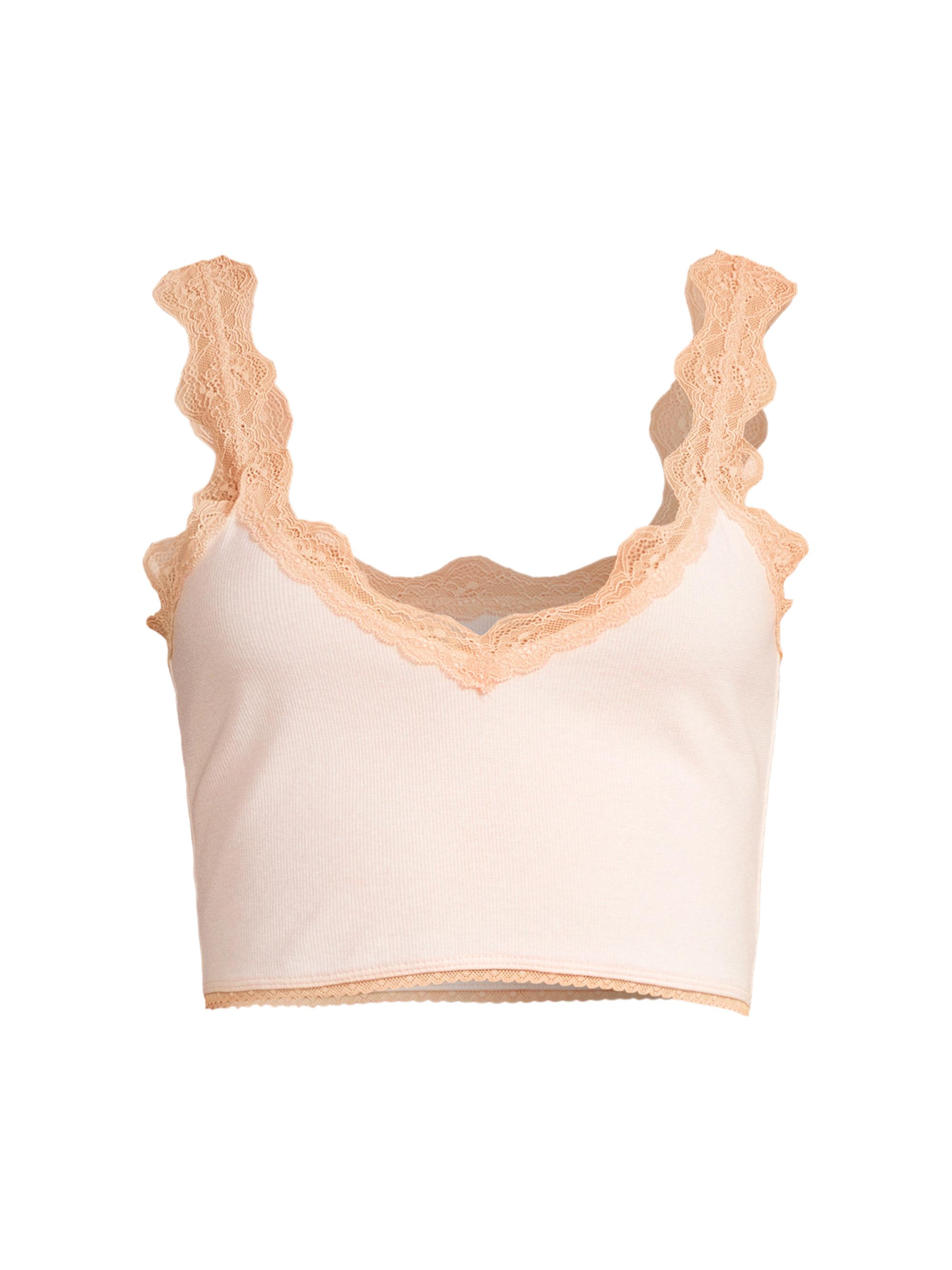 Andine Women's Colette Pointelle Lace Cropped Tank - Pink