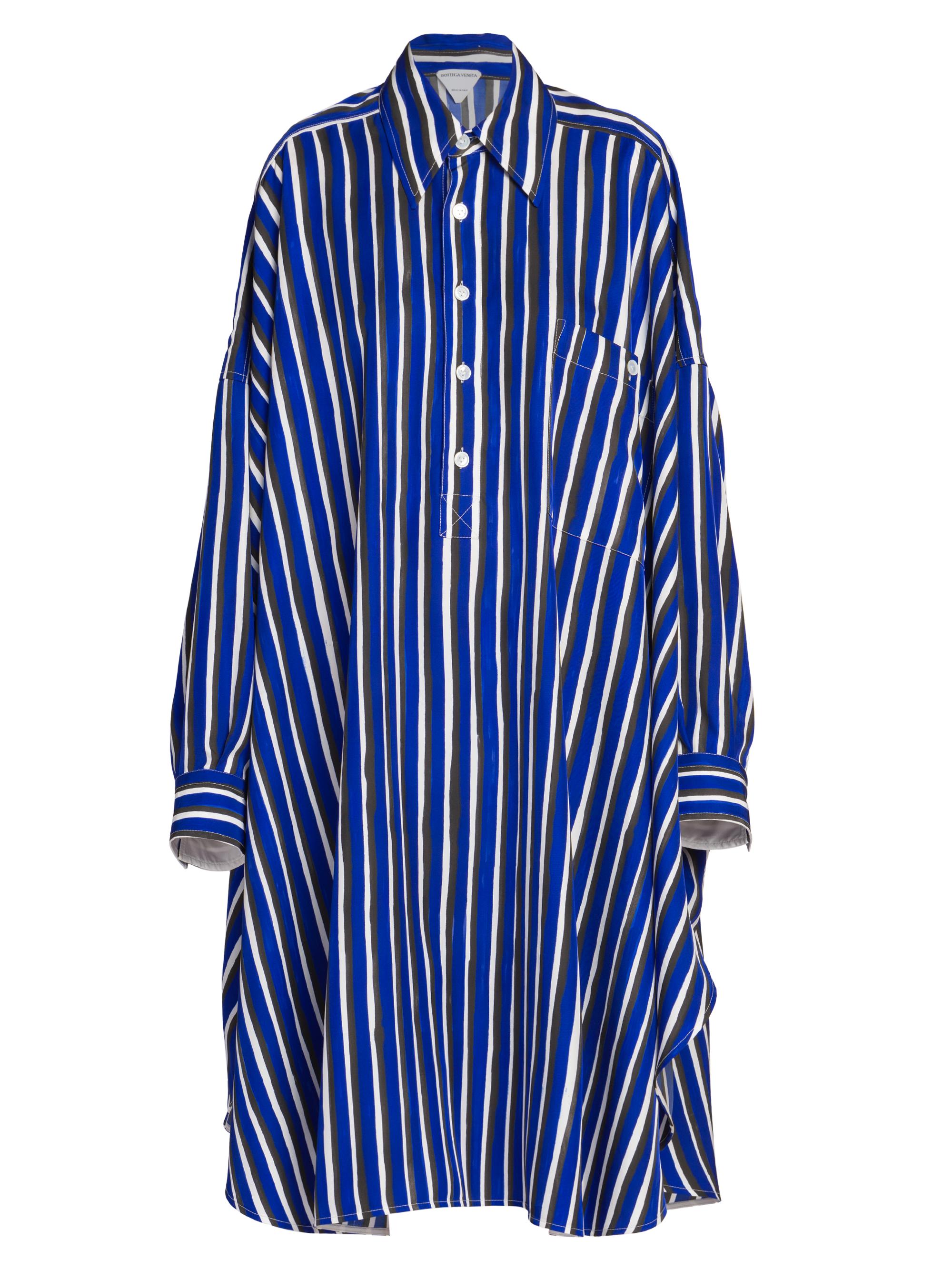 Bottega Veneta Women's Striped Oversized Shirtdress - Blue Black