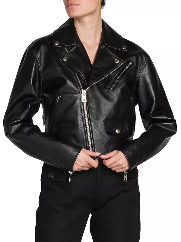 Shop Bottega Veneta Cropped Leather Moto Jacket | Saks Fifth Avenue