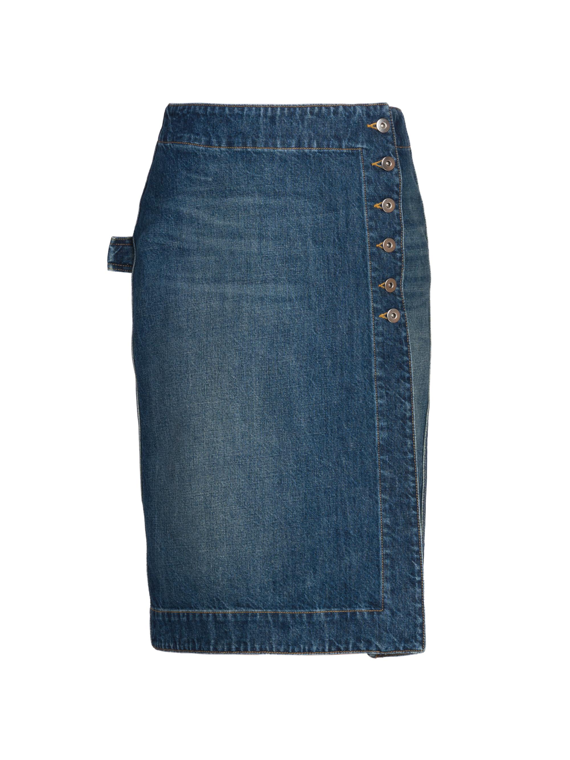 Bottega Veneta Women's Denim Wrap Cargo Skirt - Mid Blue