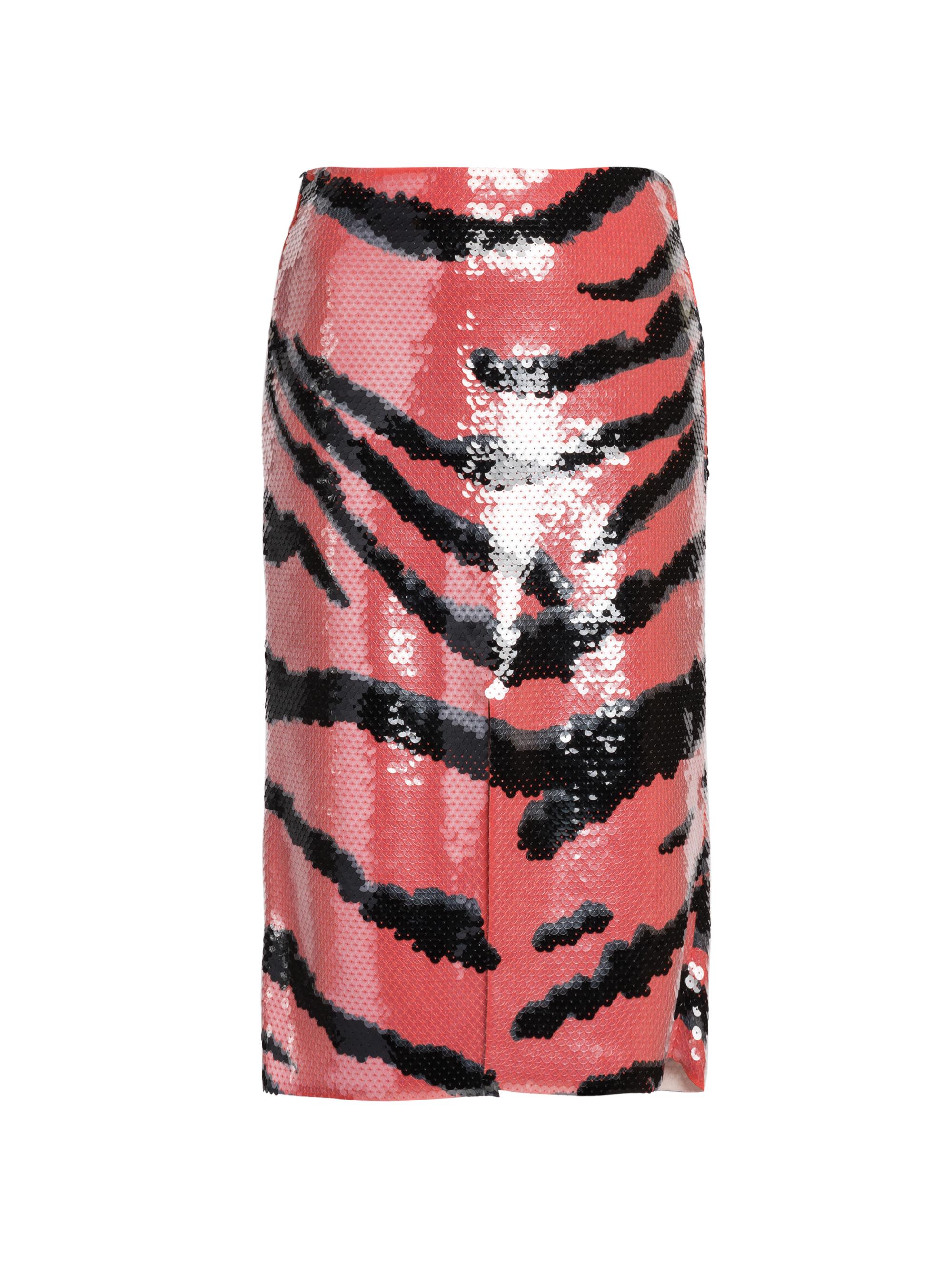Bottega Veneta Women's Sequin-Embroidered Tiger-Print Skirt - Maple Black