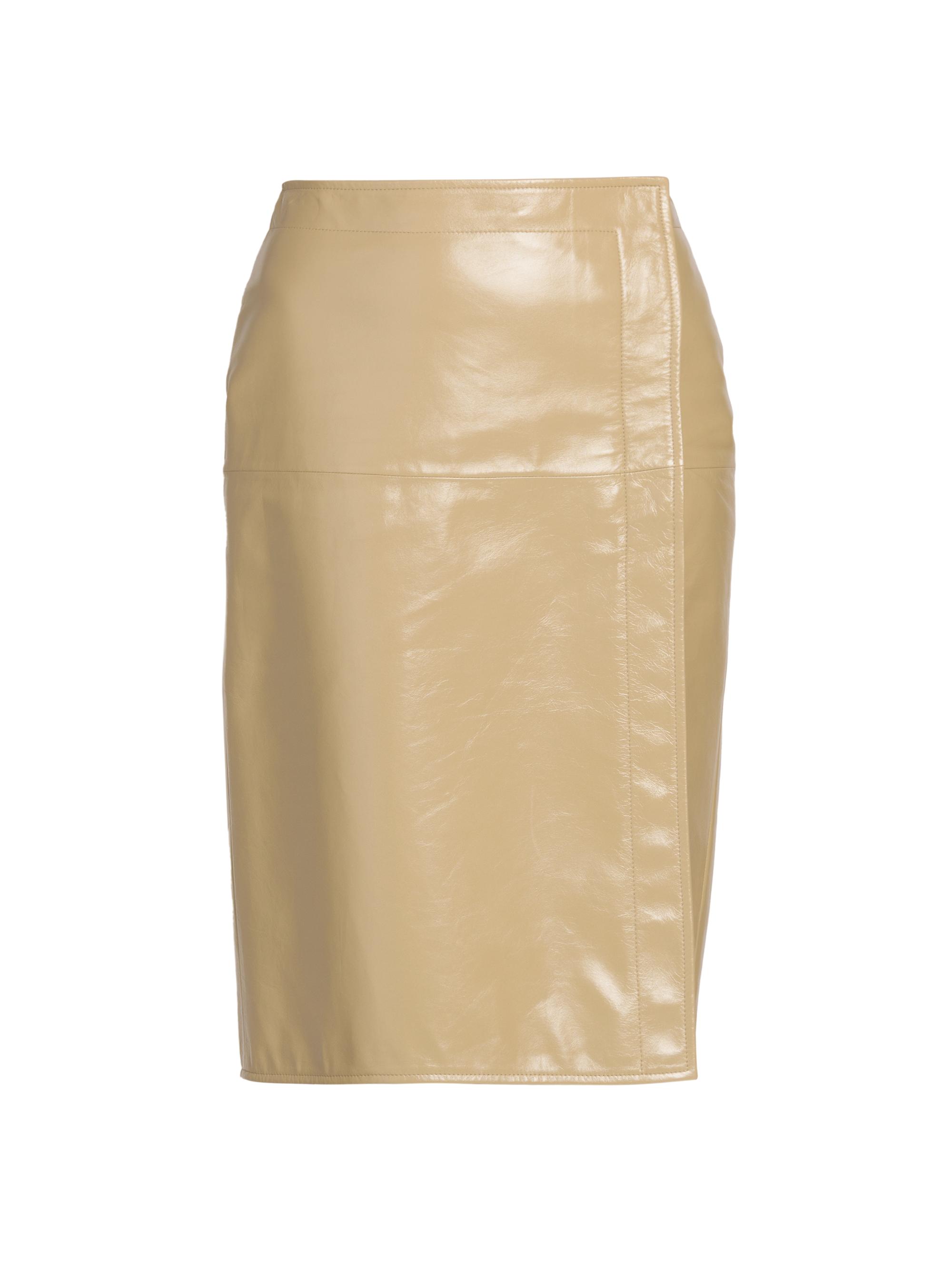 Bottega Veneta Women's Coated Leather Wrap Skirt - Sesame