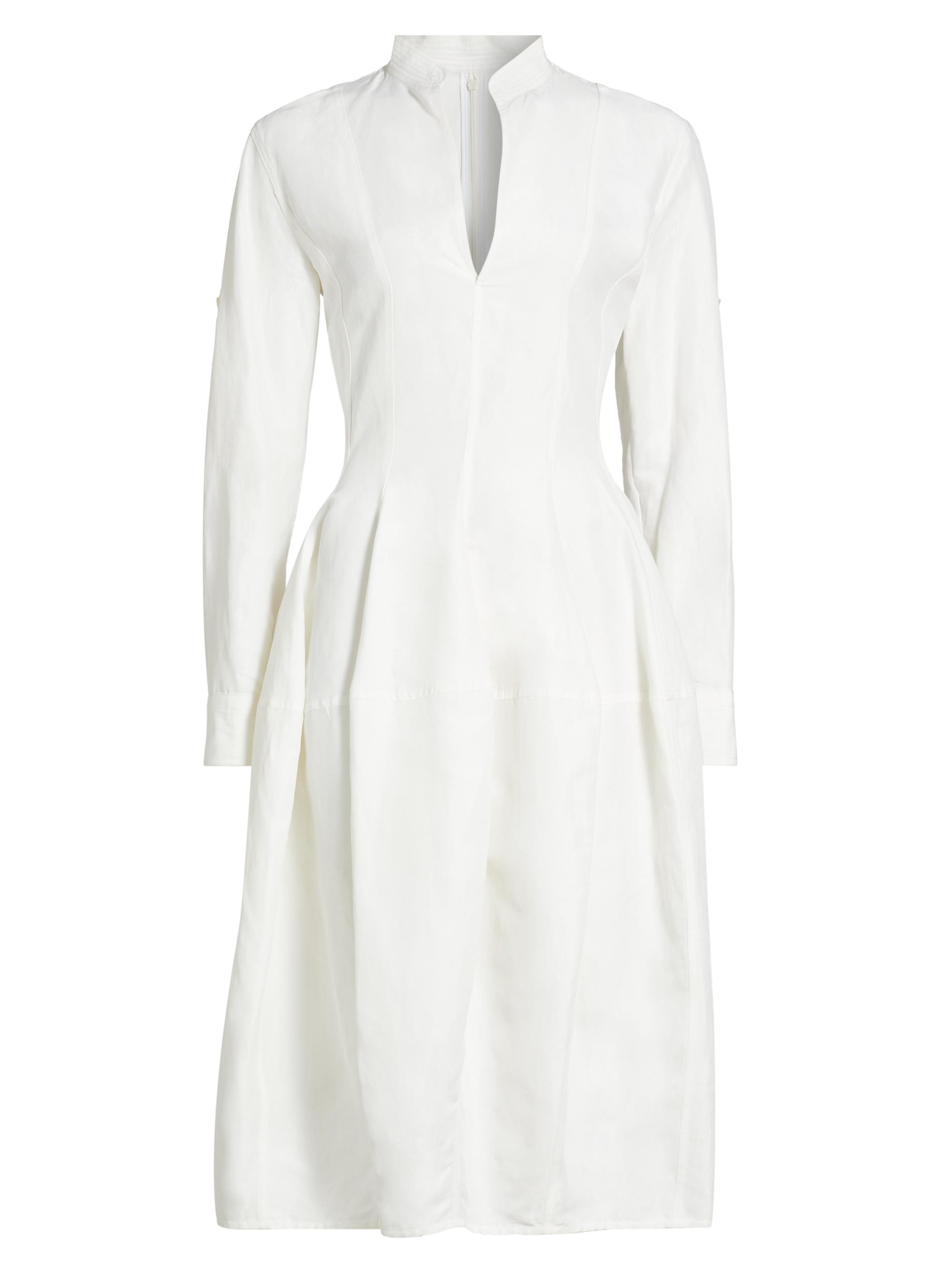 Bottega Veneta Women's Flared Long-Sleeve Midi-Dress - Chalk