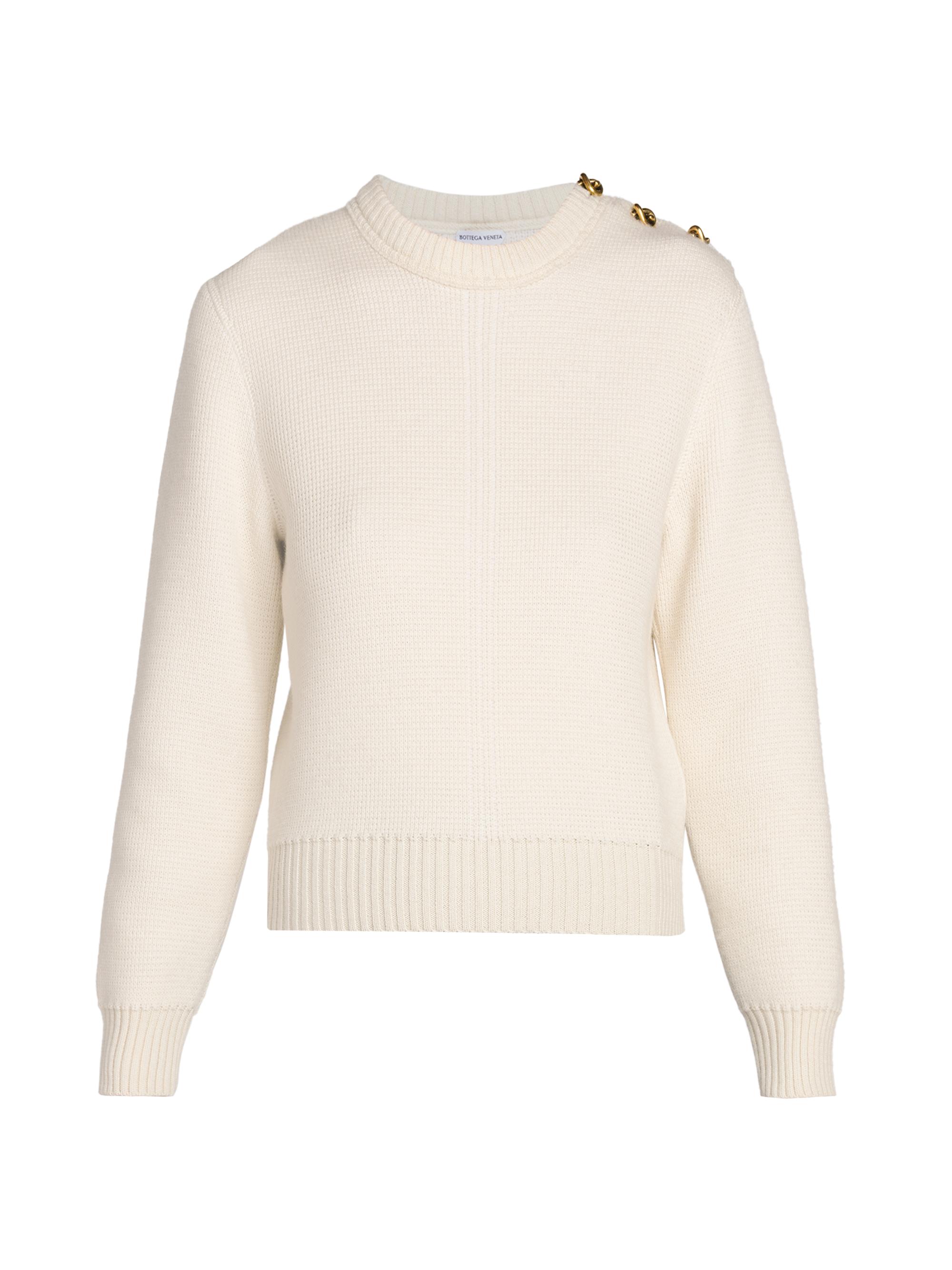 Bottega Veneta Women's Knotted Button Crewneck Sweater - Bone