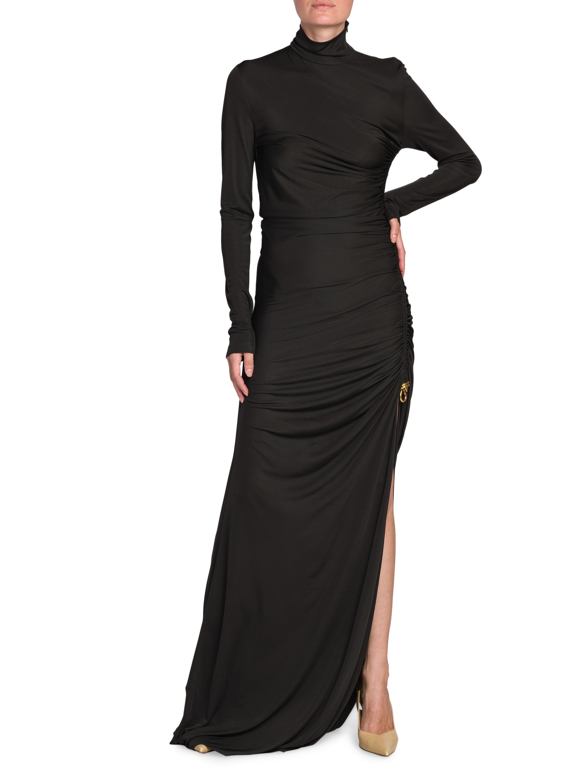 Bottega Veneta Ruched & Knot-Embellished Turtleneck Gown | Saks