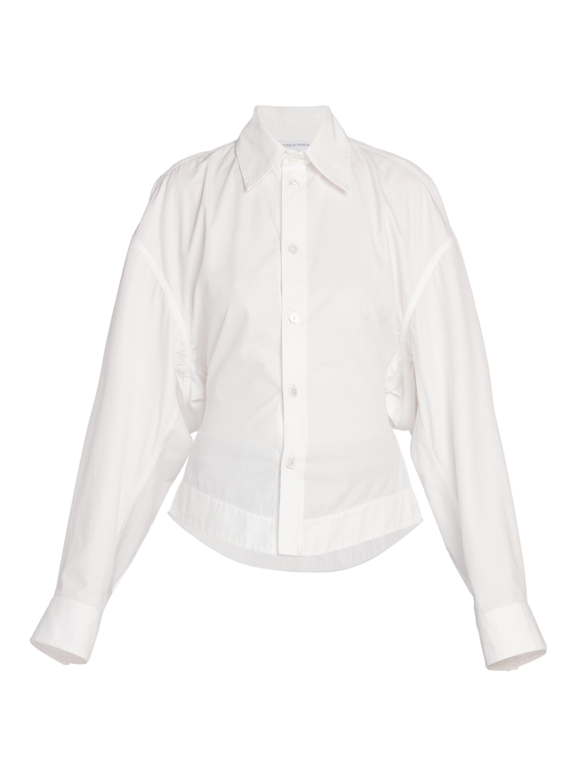 Bottega Veneta Women's Formfitting Compact Cotton Shirt - Chalk