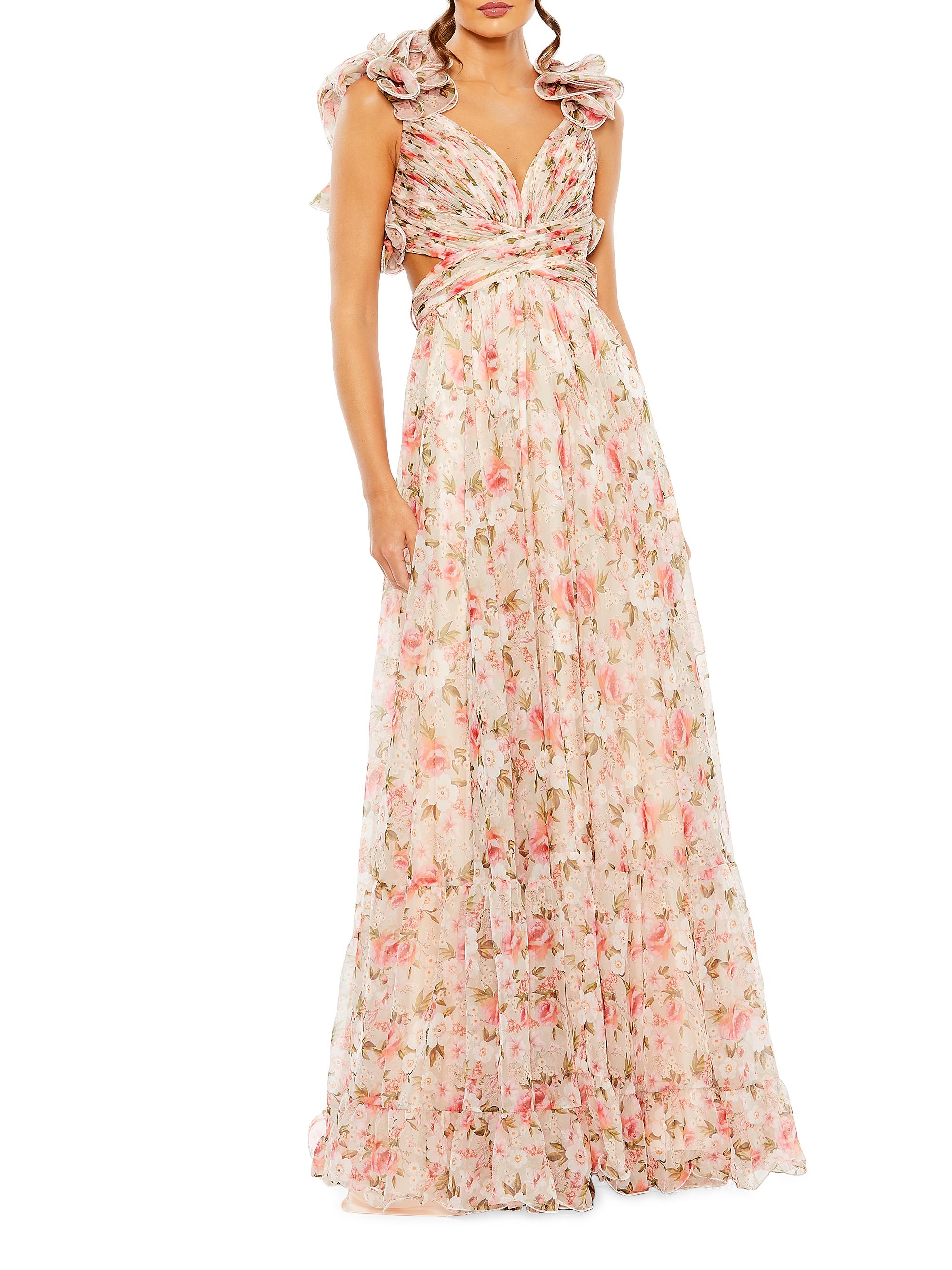Mac Duggal Women's Floral Cut-Out Chiffon Gown - Floral Multi