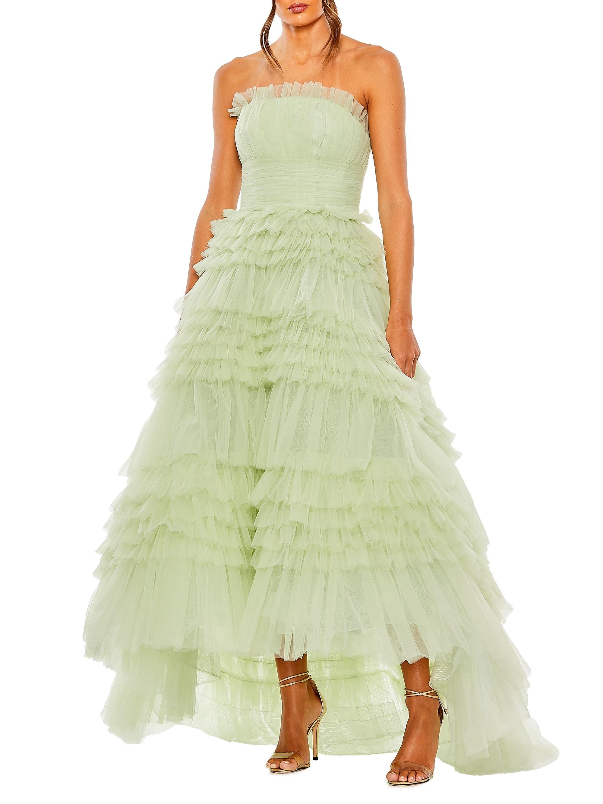 Mac Duggal Women's Mac Strapless Ruffle Gown - Sage