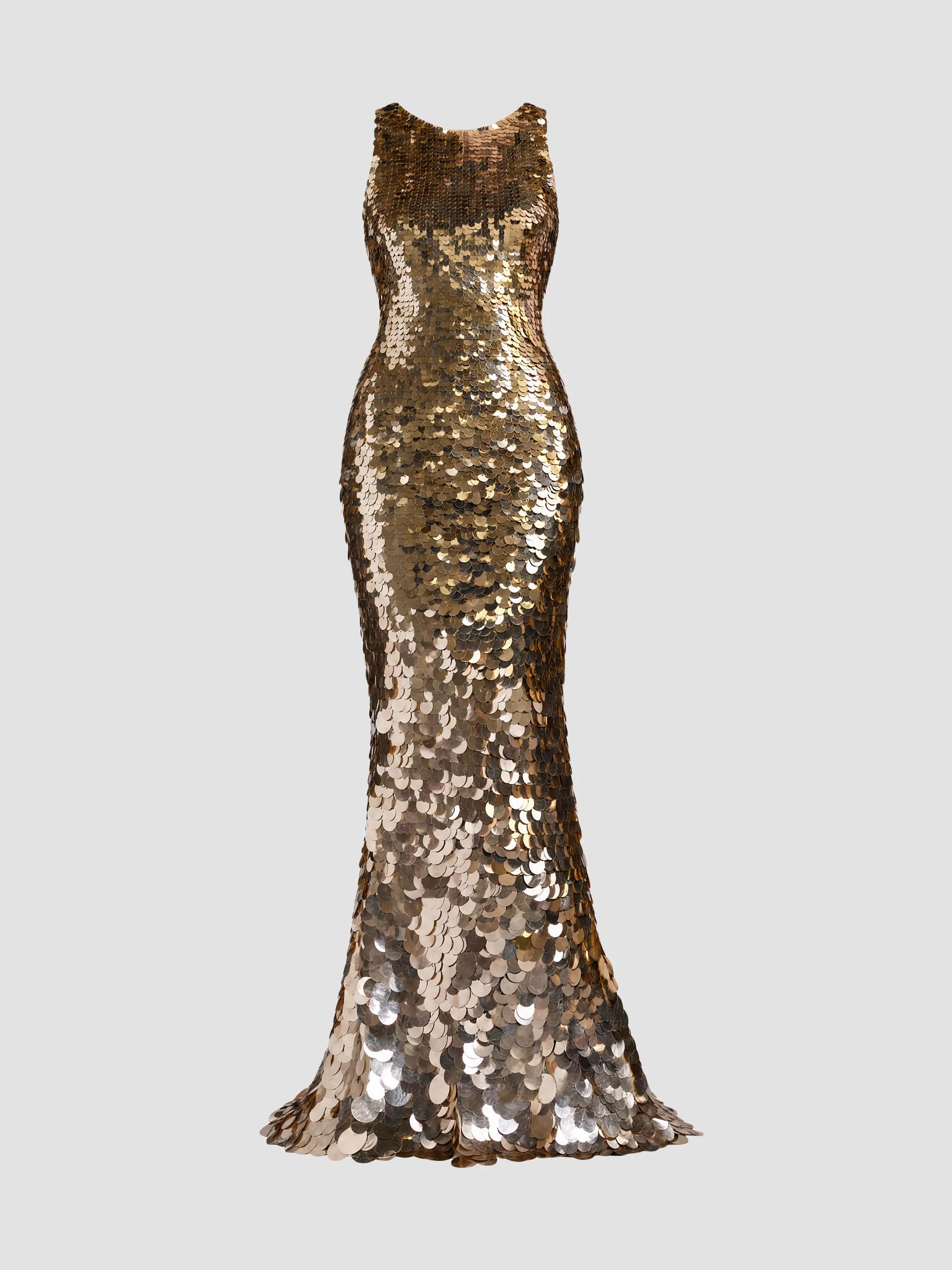 Mac Duggal Sequined Sleeveless Gown