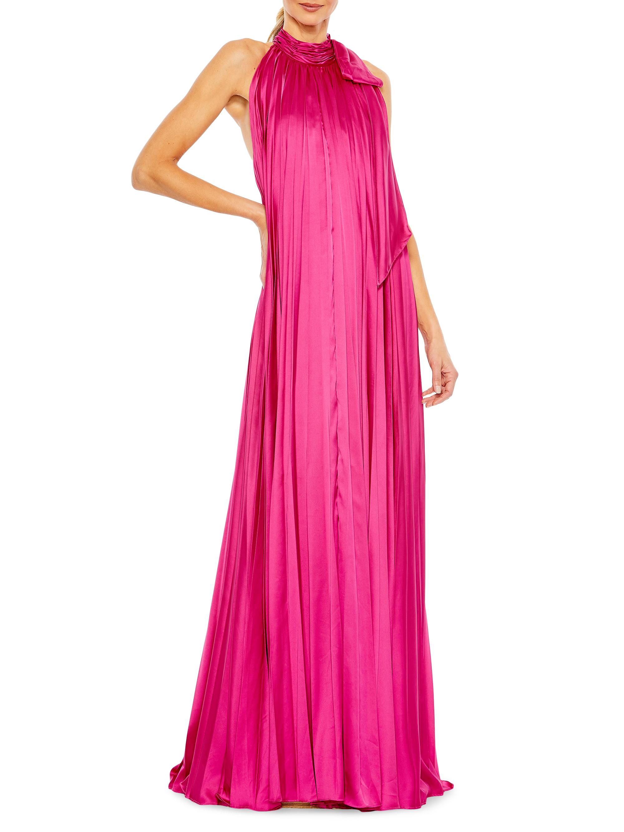 Mac Duggal Women's Pleated Trapeze Halterneck Gown - Pink