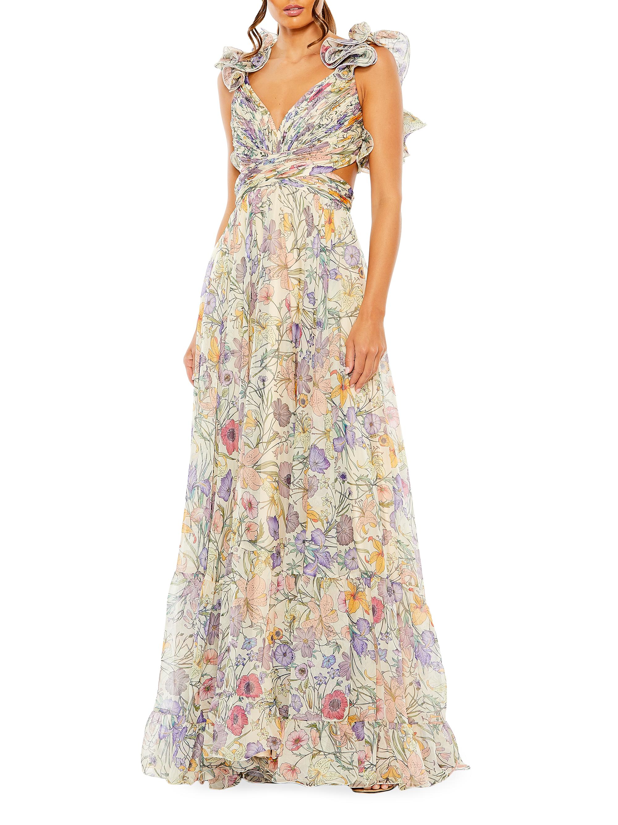 Mac Duggal Women's Floral Cut-Out Chiffon Gown - Floral Multi