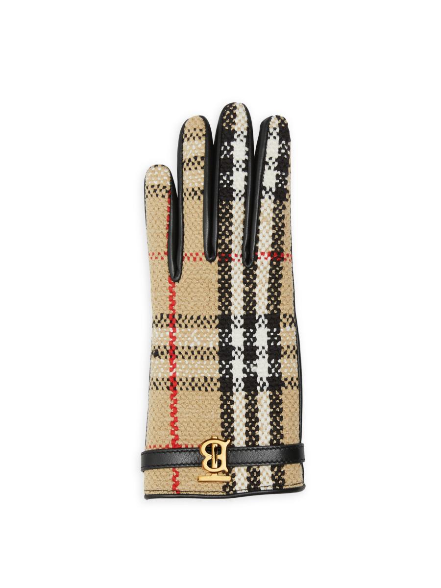 Burberry Victoria Bouclé & Leather Gloves | Saks Fifth Avenue