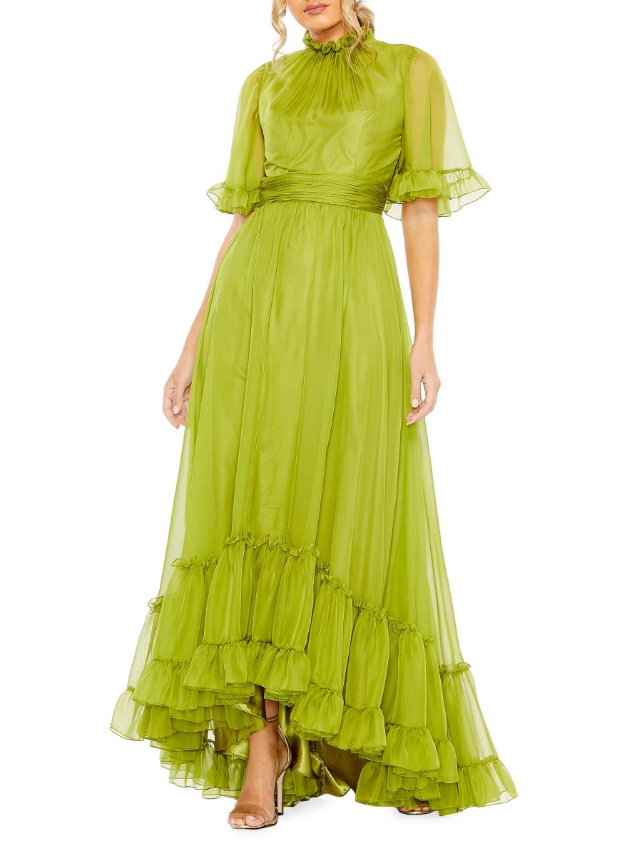 MAC DUGGAL ハイロー ワンショルダー プリーツガウン One Shoulder Dresses - Mac Duggal