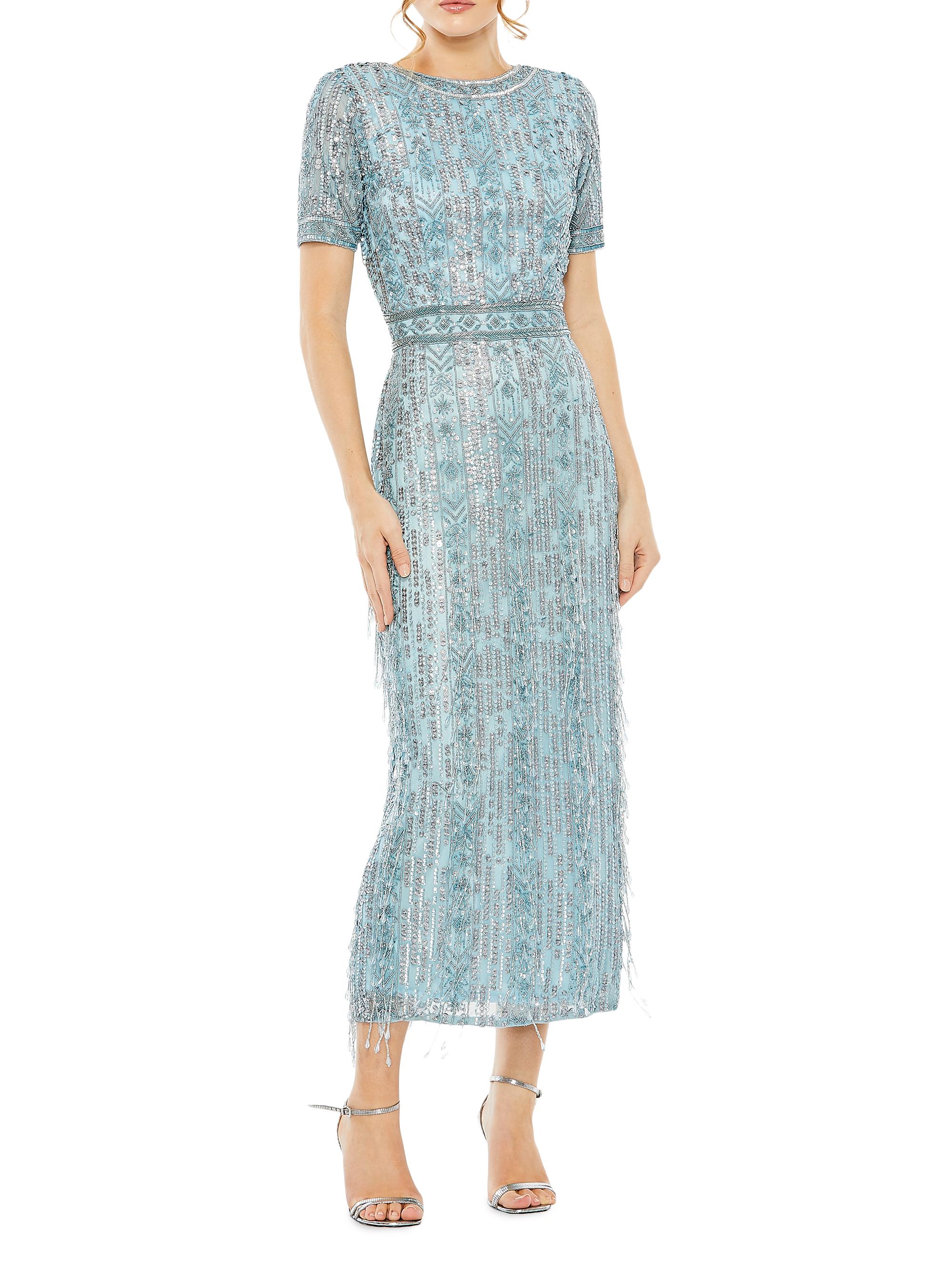 Mac Duggal Cocktail Geometric Beaded Midi-Dress | Saks Fifth Avenue