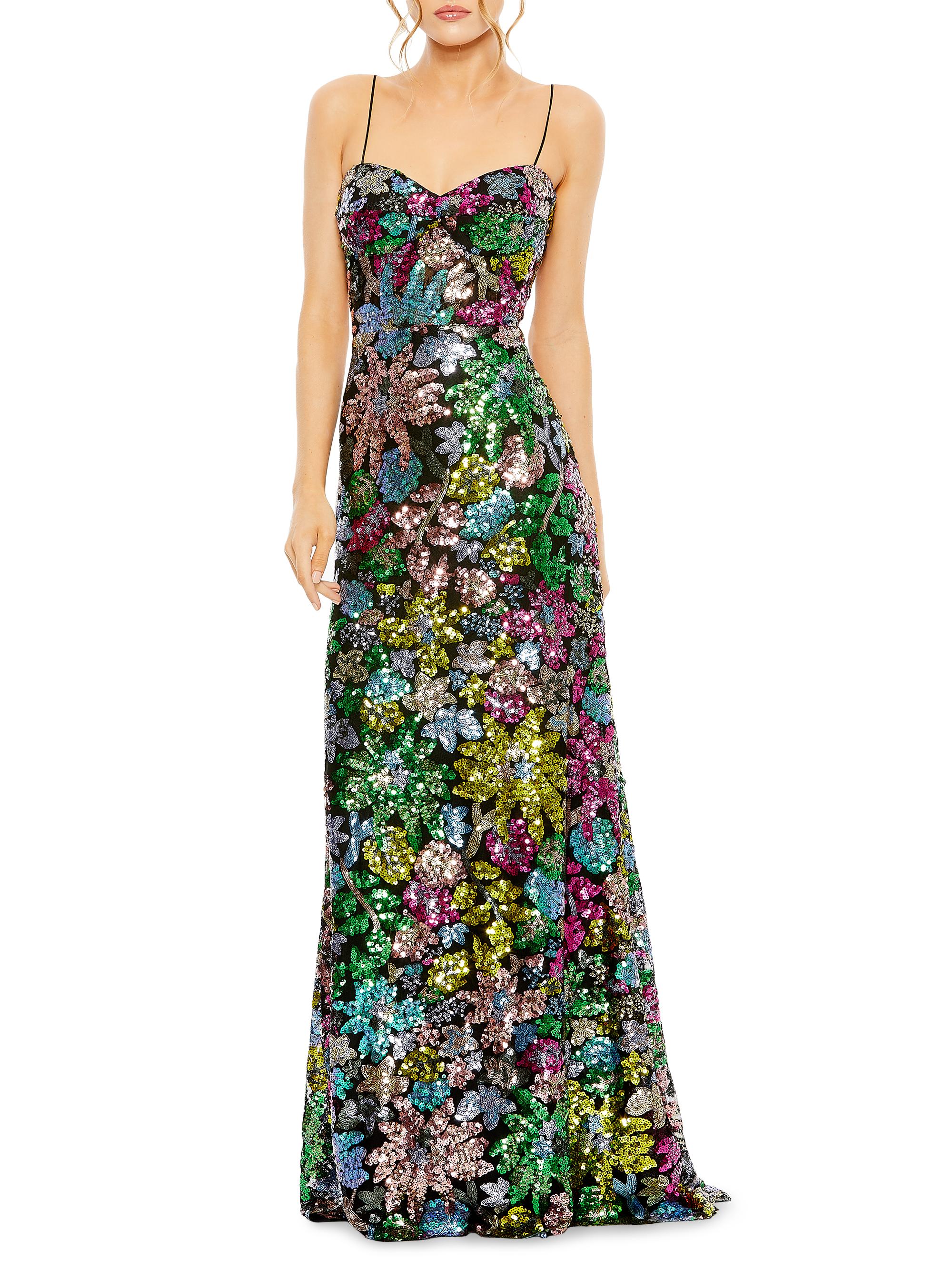 Mac Duggal Women's Prom Floral Sequin Gown - Black Multi