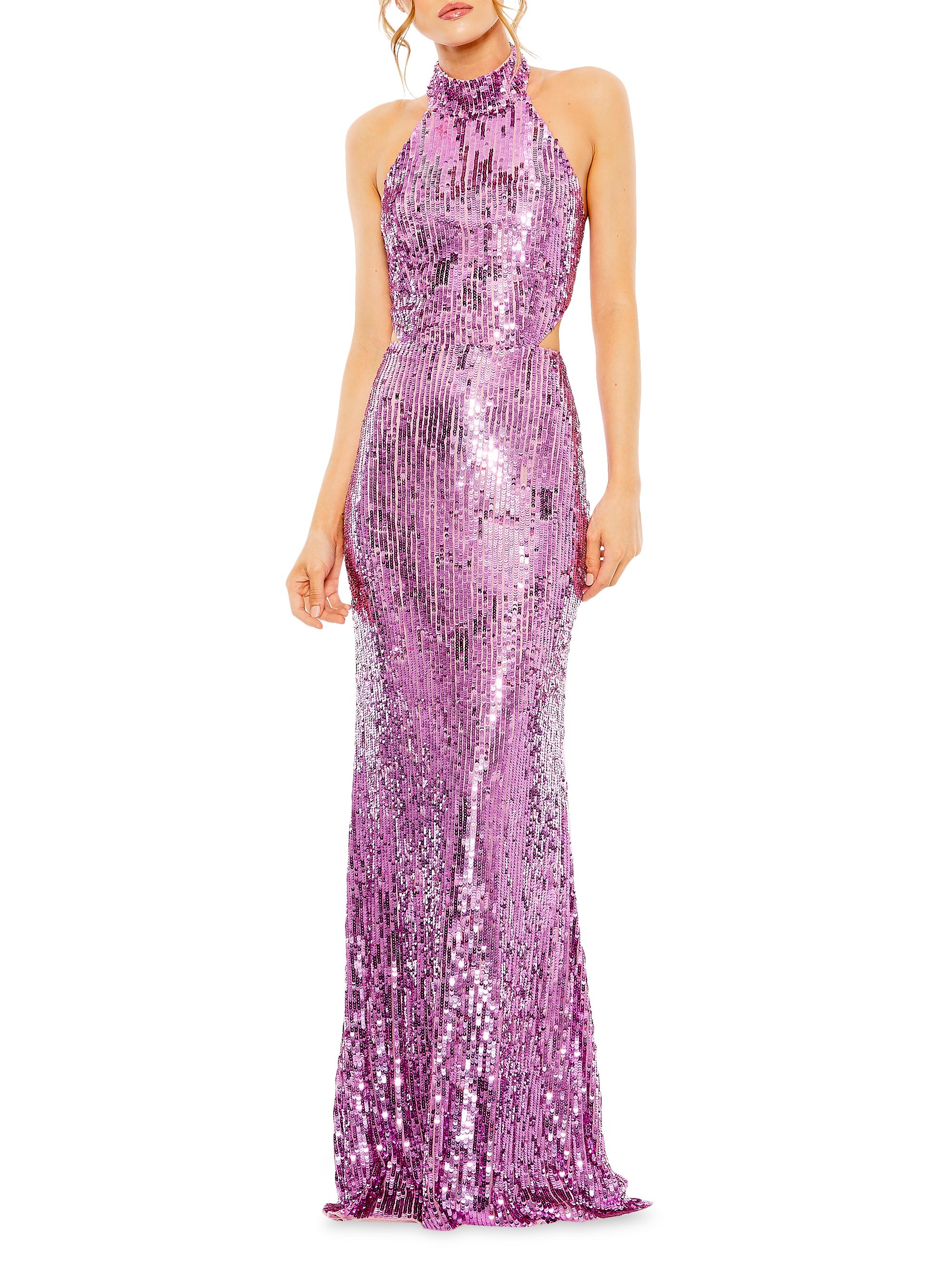 Mac Duggal Women's Halterneck Sequin Gown - Gold Beige