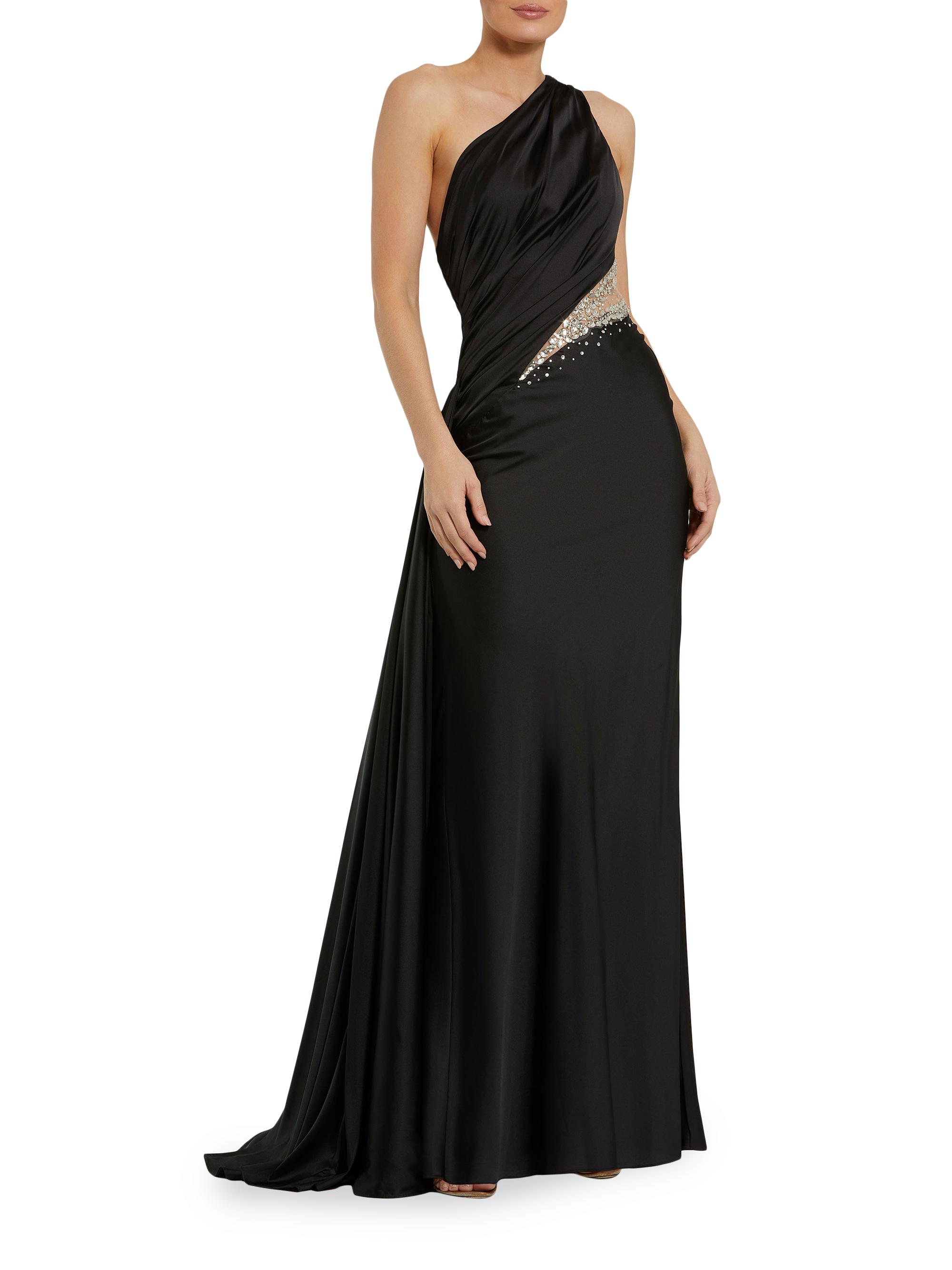 Mac Duggal Women's Satin One-Shoulder Gown - Black