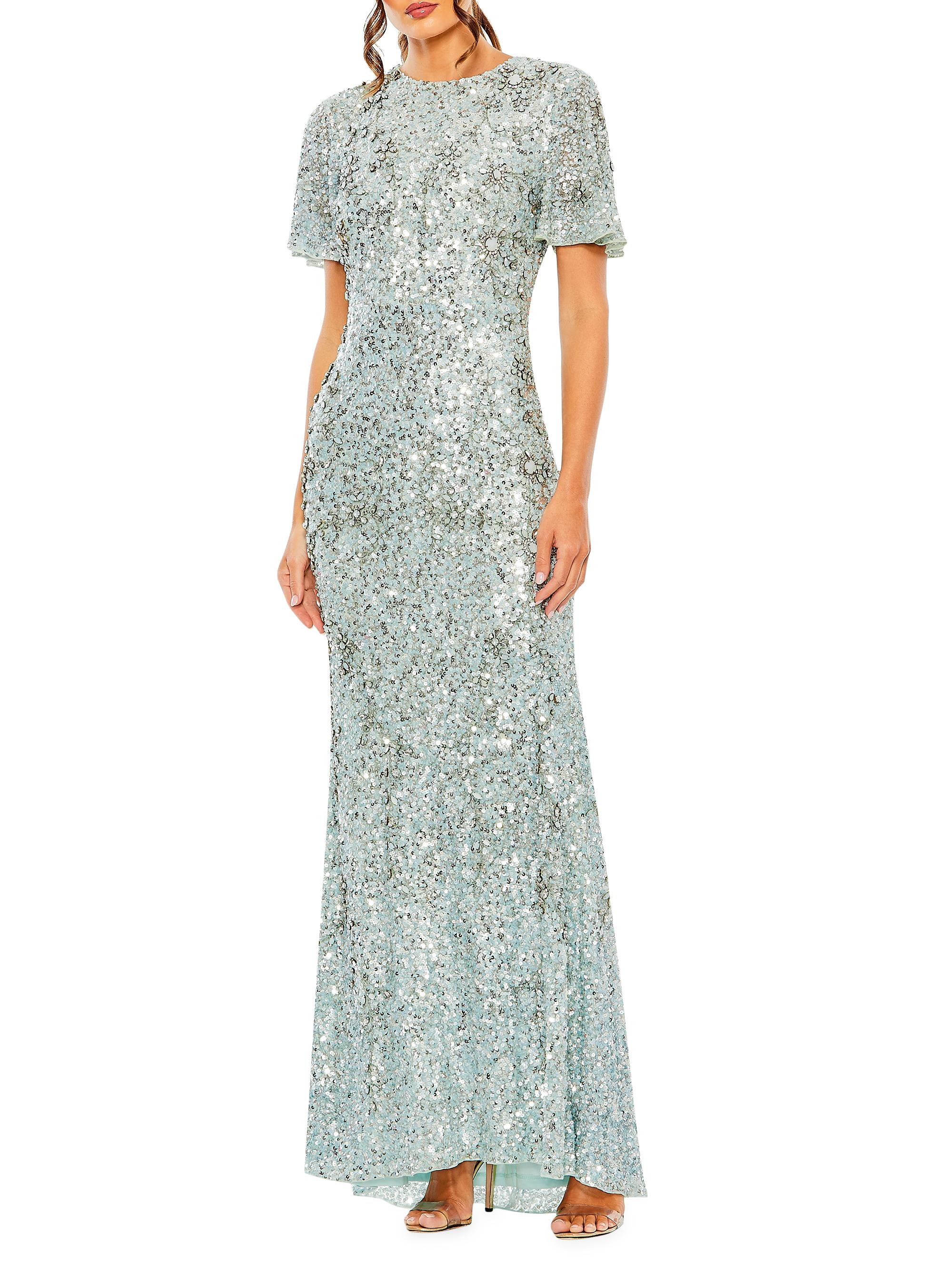 Mac Duggal Women's Flutter-Sleeve Sequin Gown - French Blue