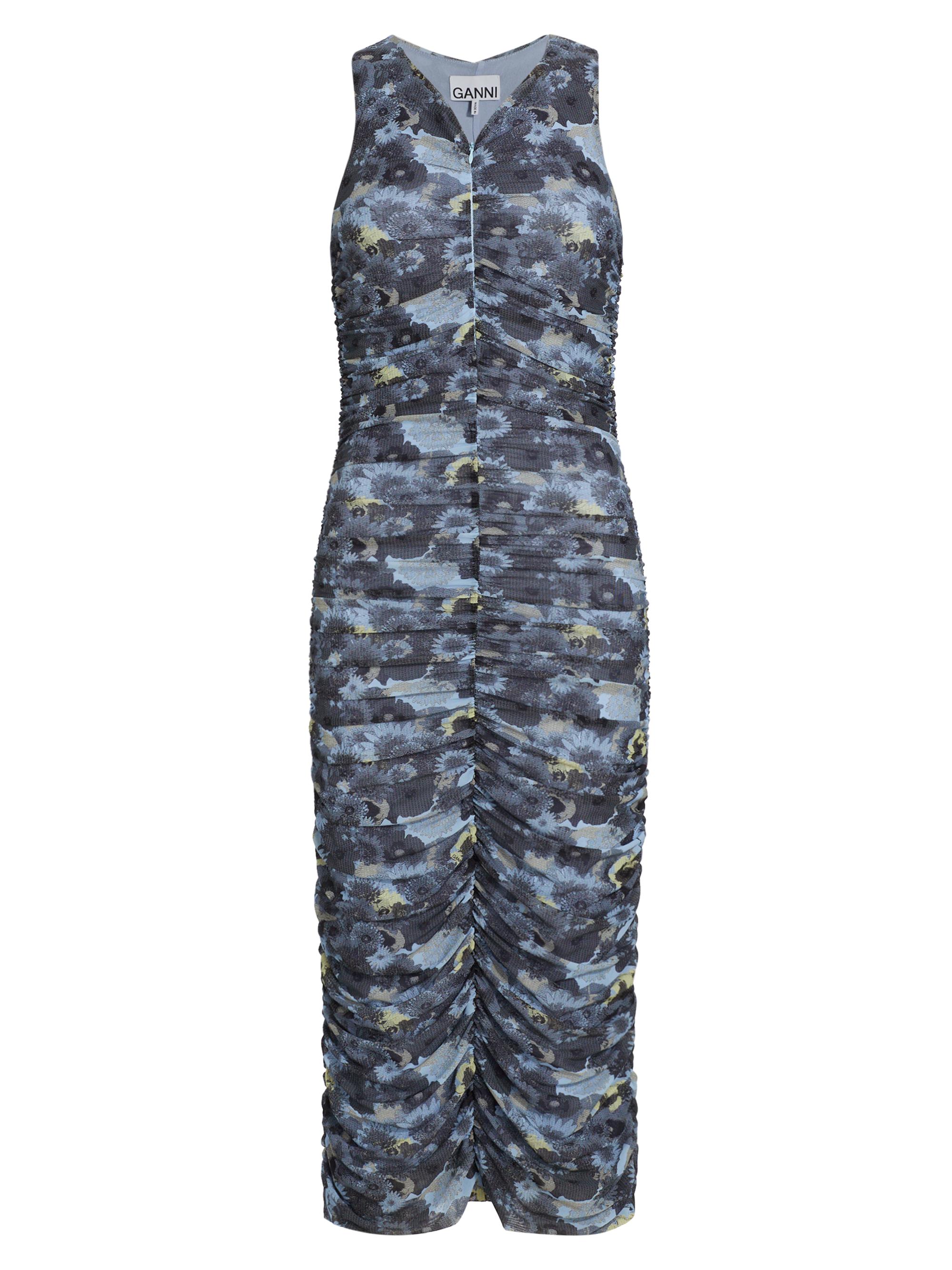 Ganni Ruched Mesh Midi-Dress | Saks Fifth Avenue