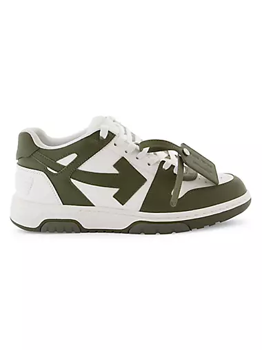 Grey, off-white & green suede and leather Sneakers with gum sole
