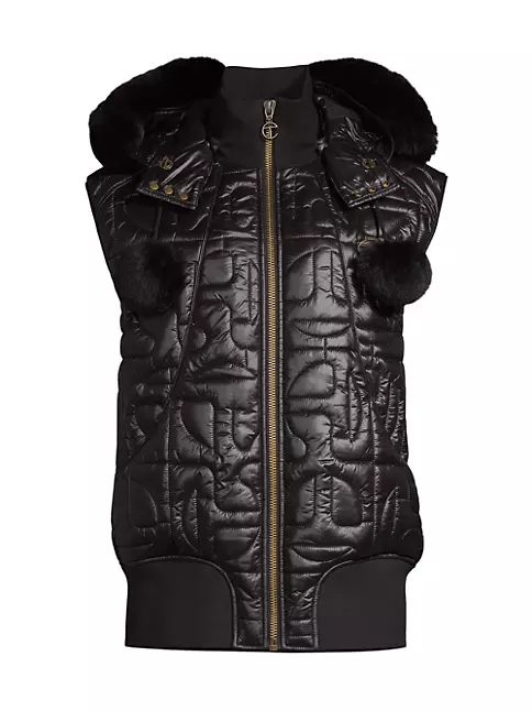 Louis Vuitton black x Fornasetti Quilted Stud-Detail Gilet