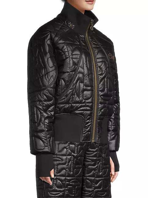 Louis Vuitton Monogram Leather Padded Boxy Jacket BLACK. Size 36
