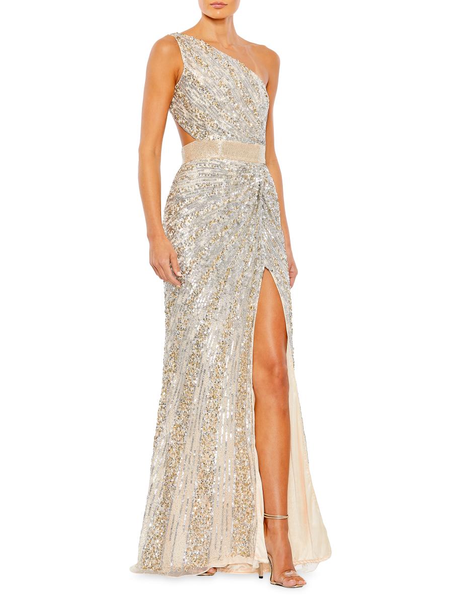 【Mac Duggal】ワンショルダーメタリックボールガウン Mac Duggal ワンショルダー メタリック ボールガウン ドレス