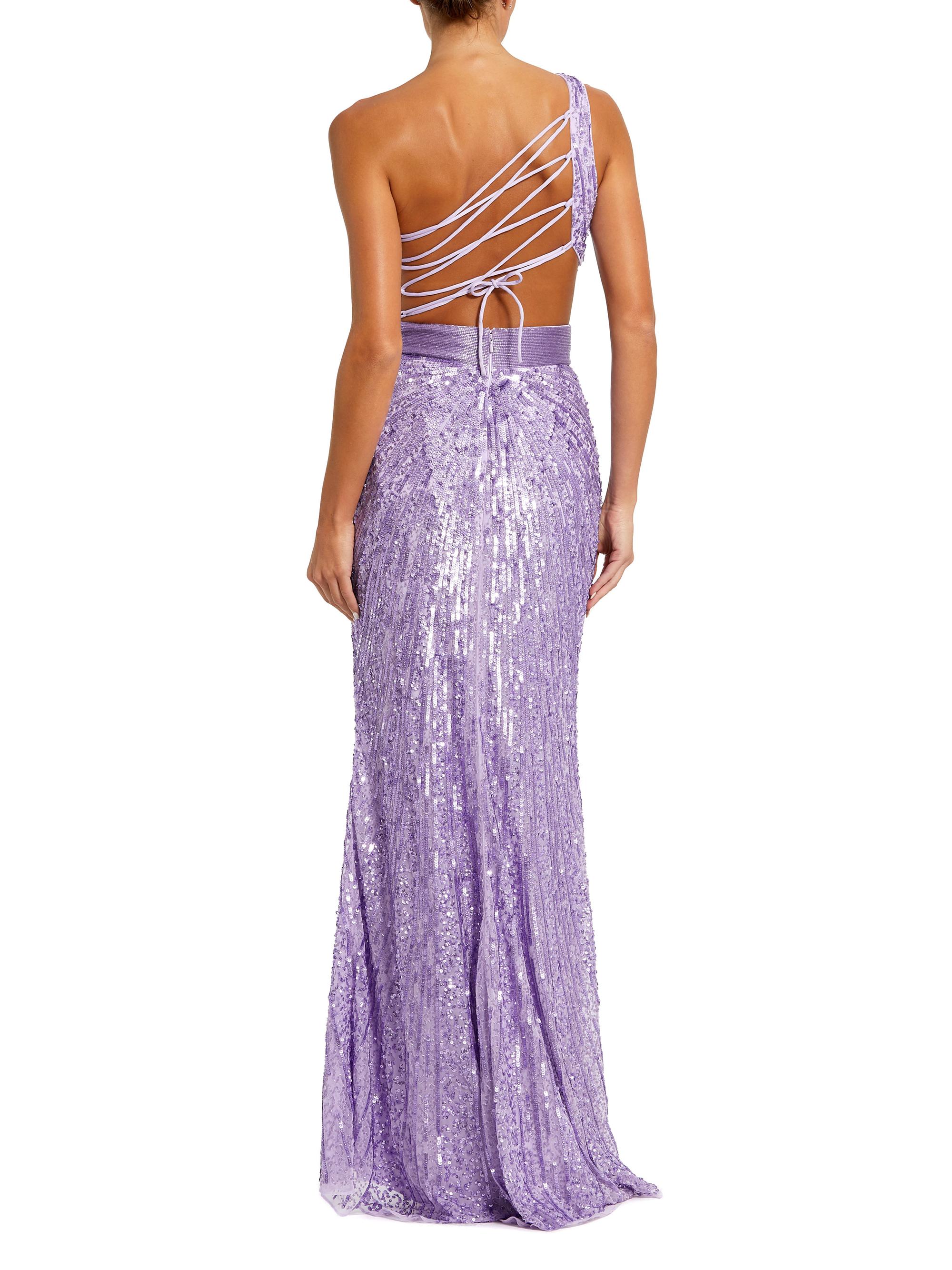 open lace back dress Elegant Lilac Ice Sequin Mini Dress | Florence One Sleeve Style main image 0