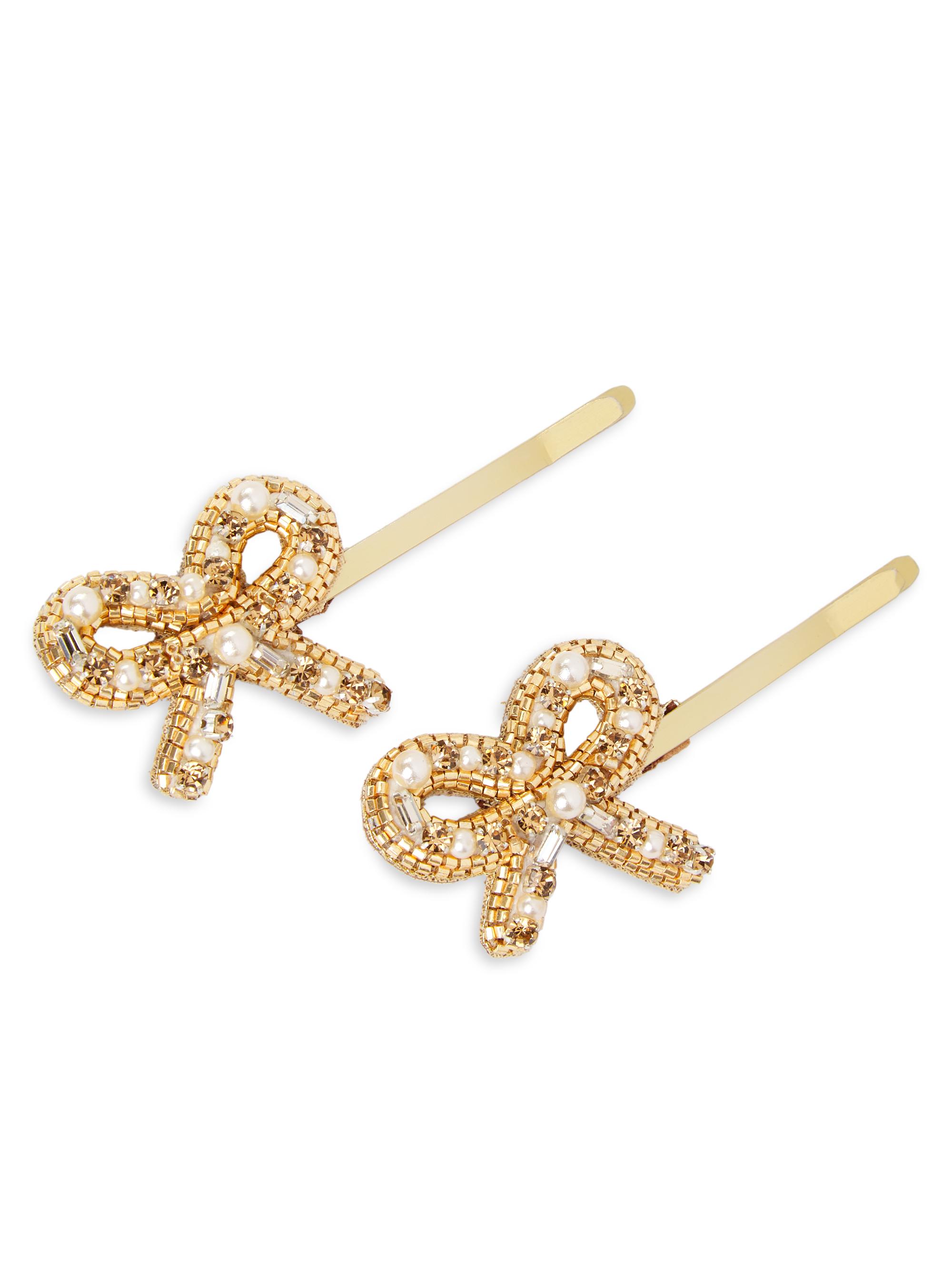 Deepa Gurnani Women's Elsa 2-Piece Bow Bobby Pin Set - Gold
