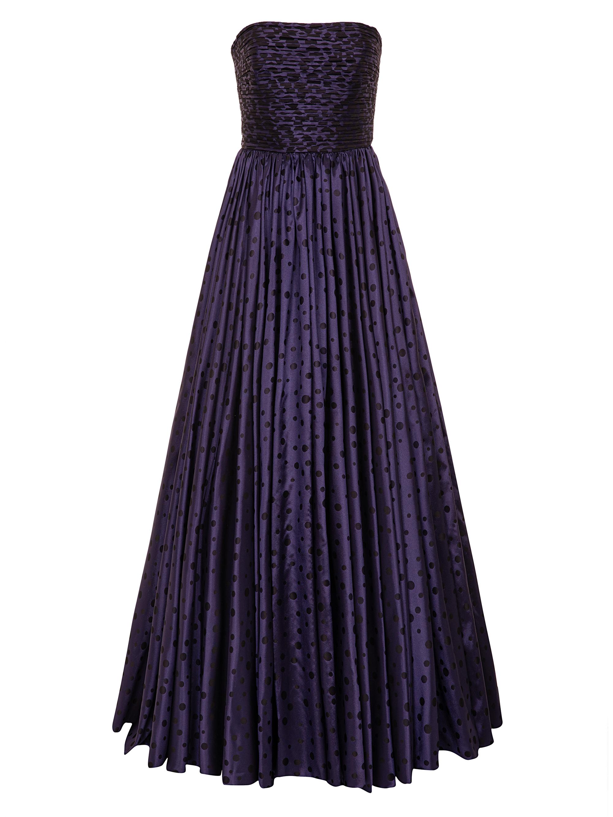 Ozgur Masur Women's Strapless Polka-Dot Gown - Navy Black Polka Dot