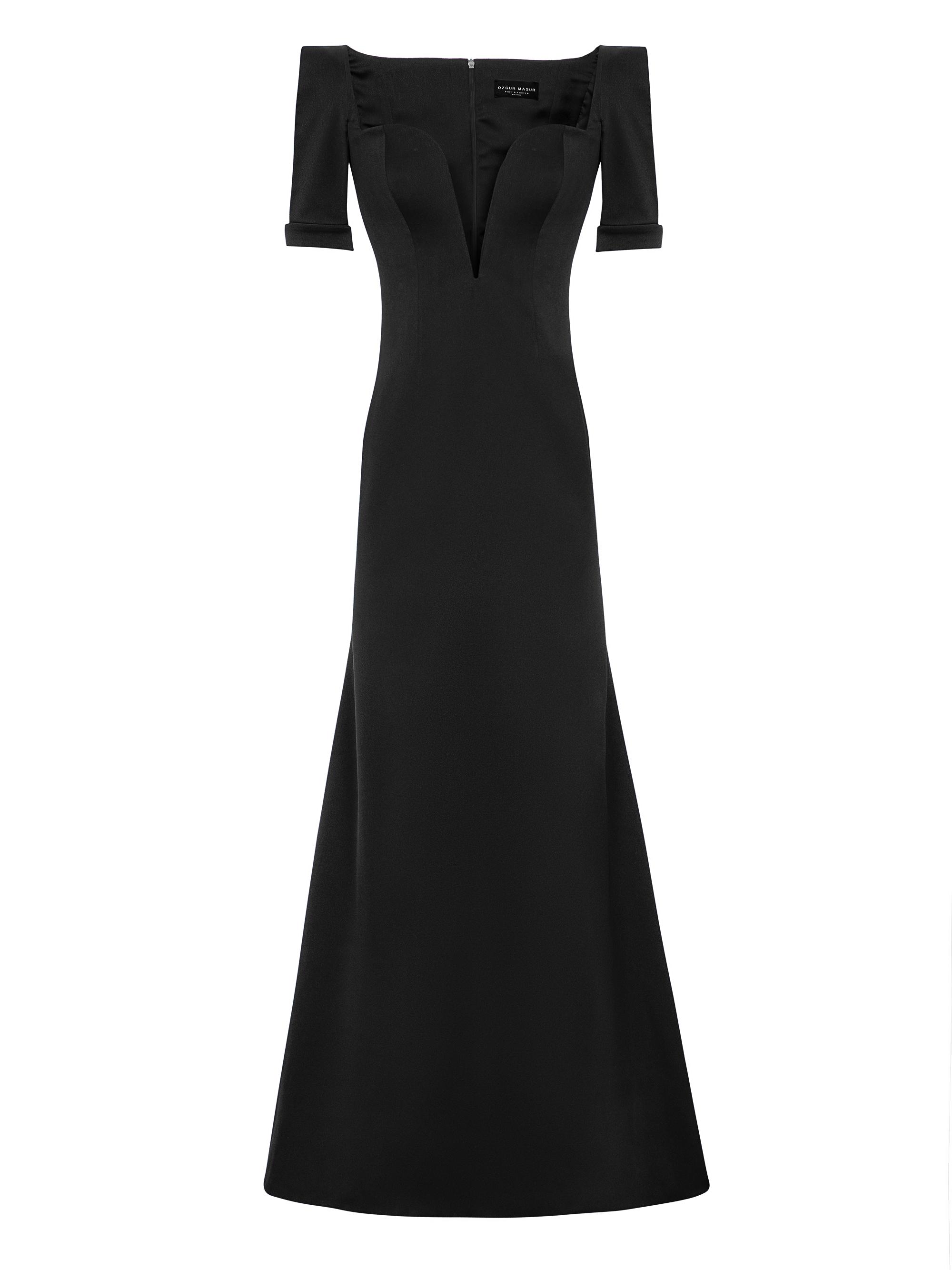 Ozgur Masur Women's Satin Split-Sleeve Gown - Black