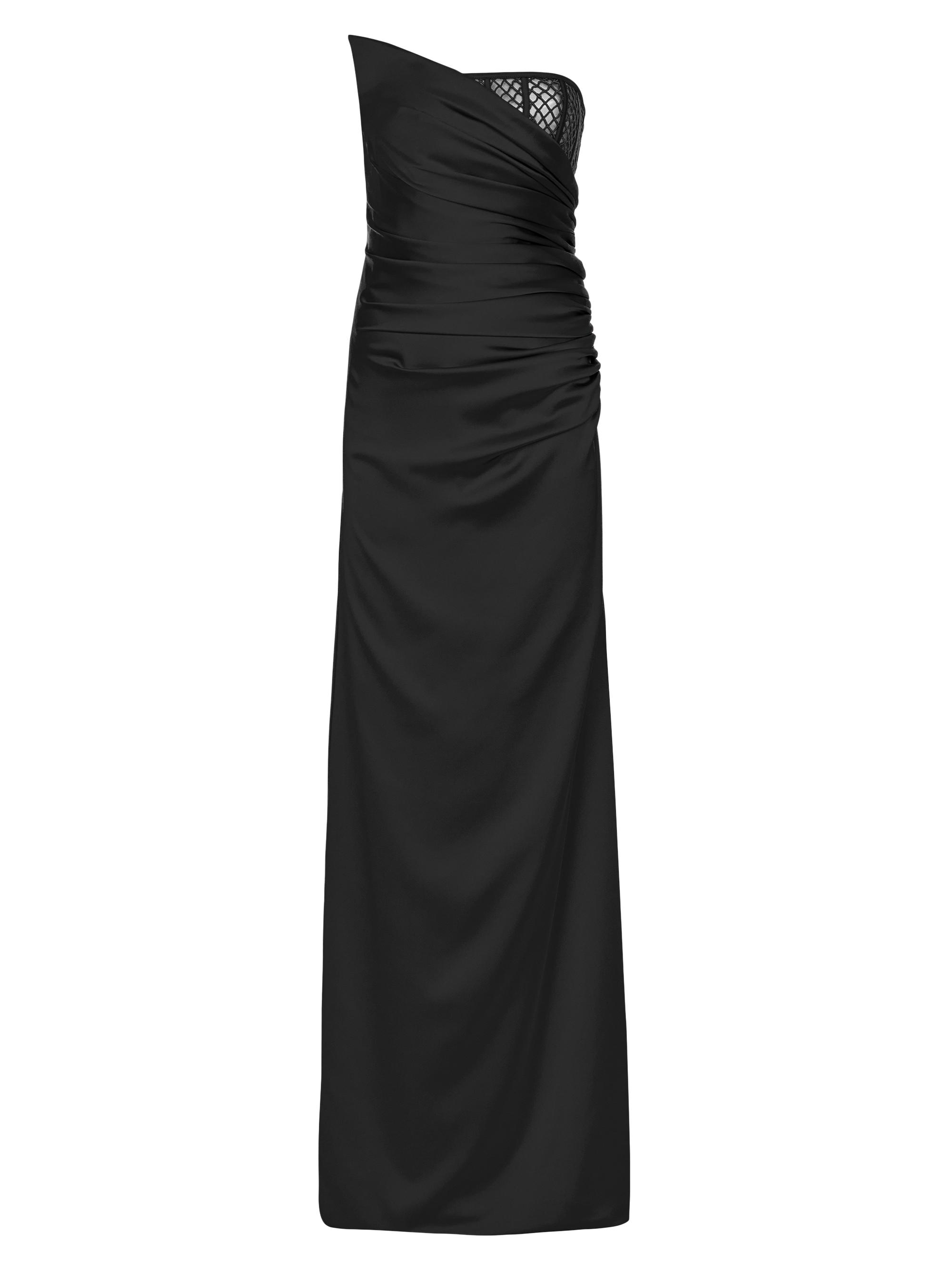 Ozgur Masur Women's Strapless Fishnet-Embellished Gown - Black