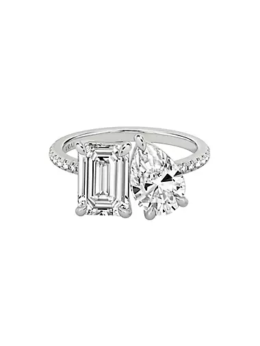 Toi Et Moi 18K White Gold & 3.63 TCW  Lab-Grown Diamond Engagement Ring