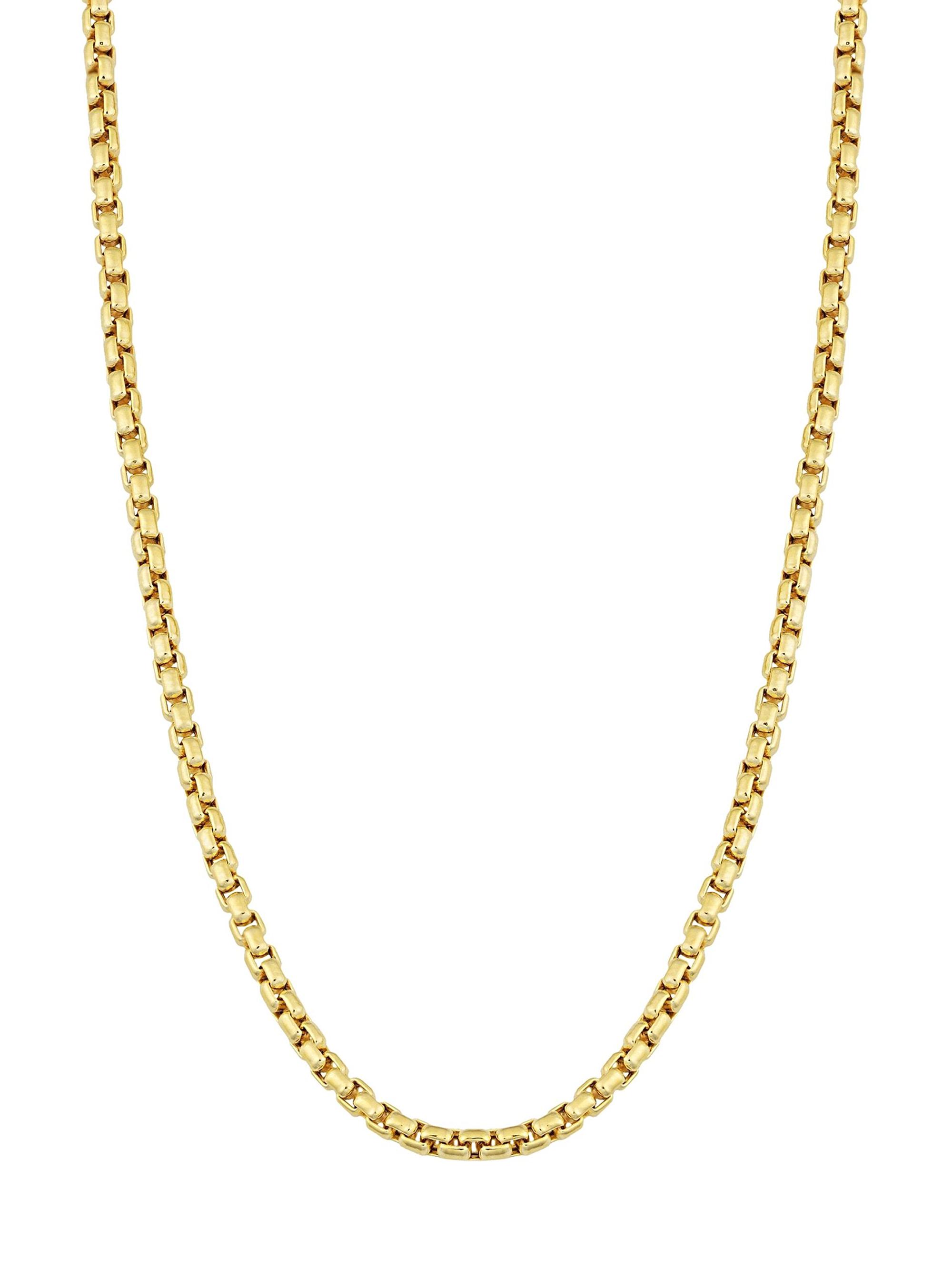 Oradina Men's 14K Yellow Solid Gold Round Bodega Box Chain - Yellow Gold