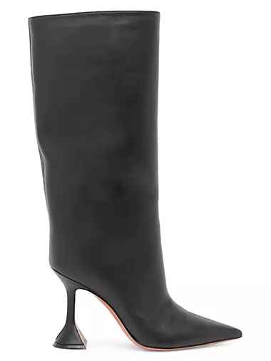 100MM Sculpted-Heel Leather Boots
