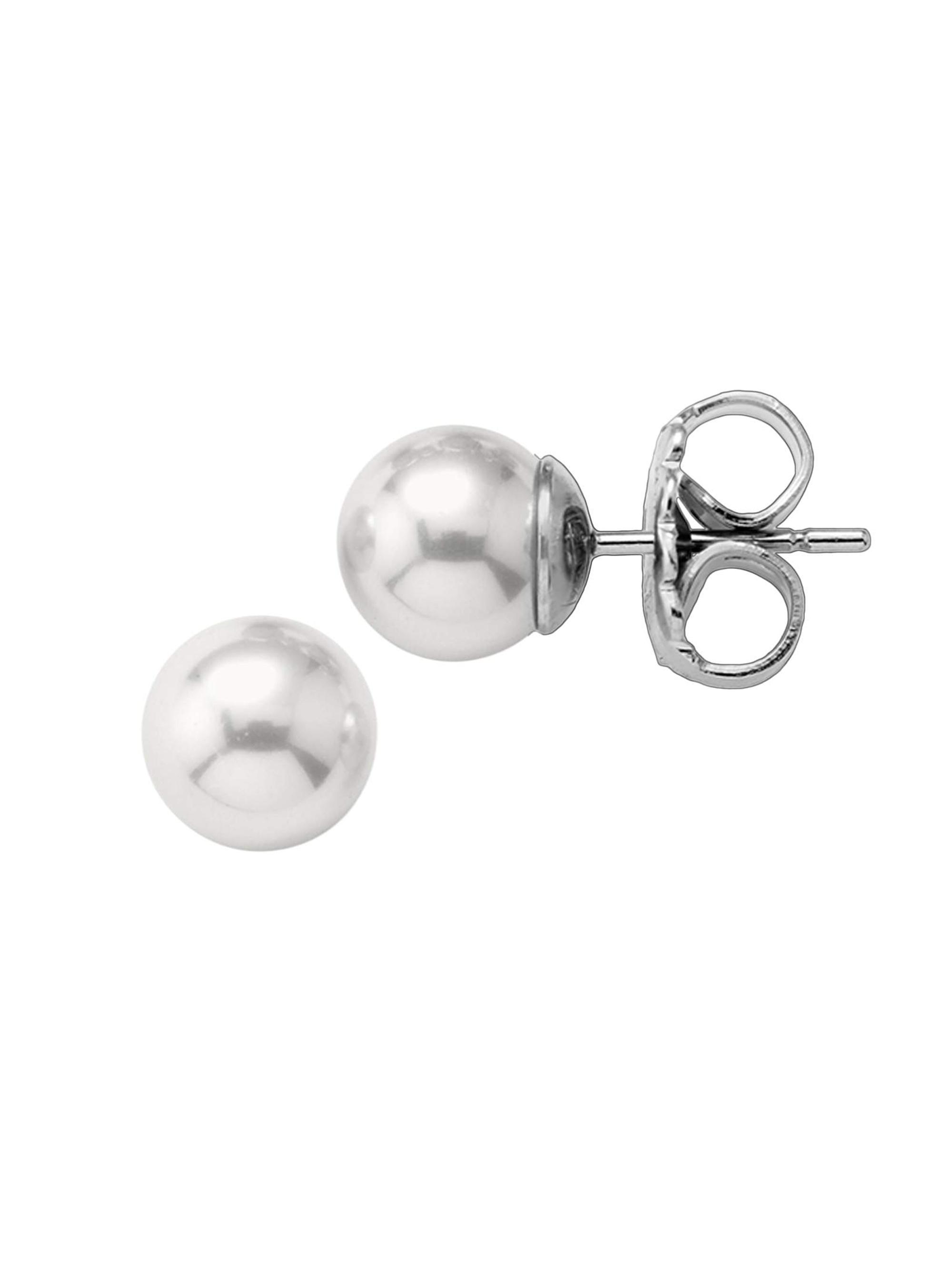 Majorica Women's Lyra Rhodium-Plate & Faux Pearl Stud Earrings - Pearl