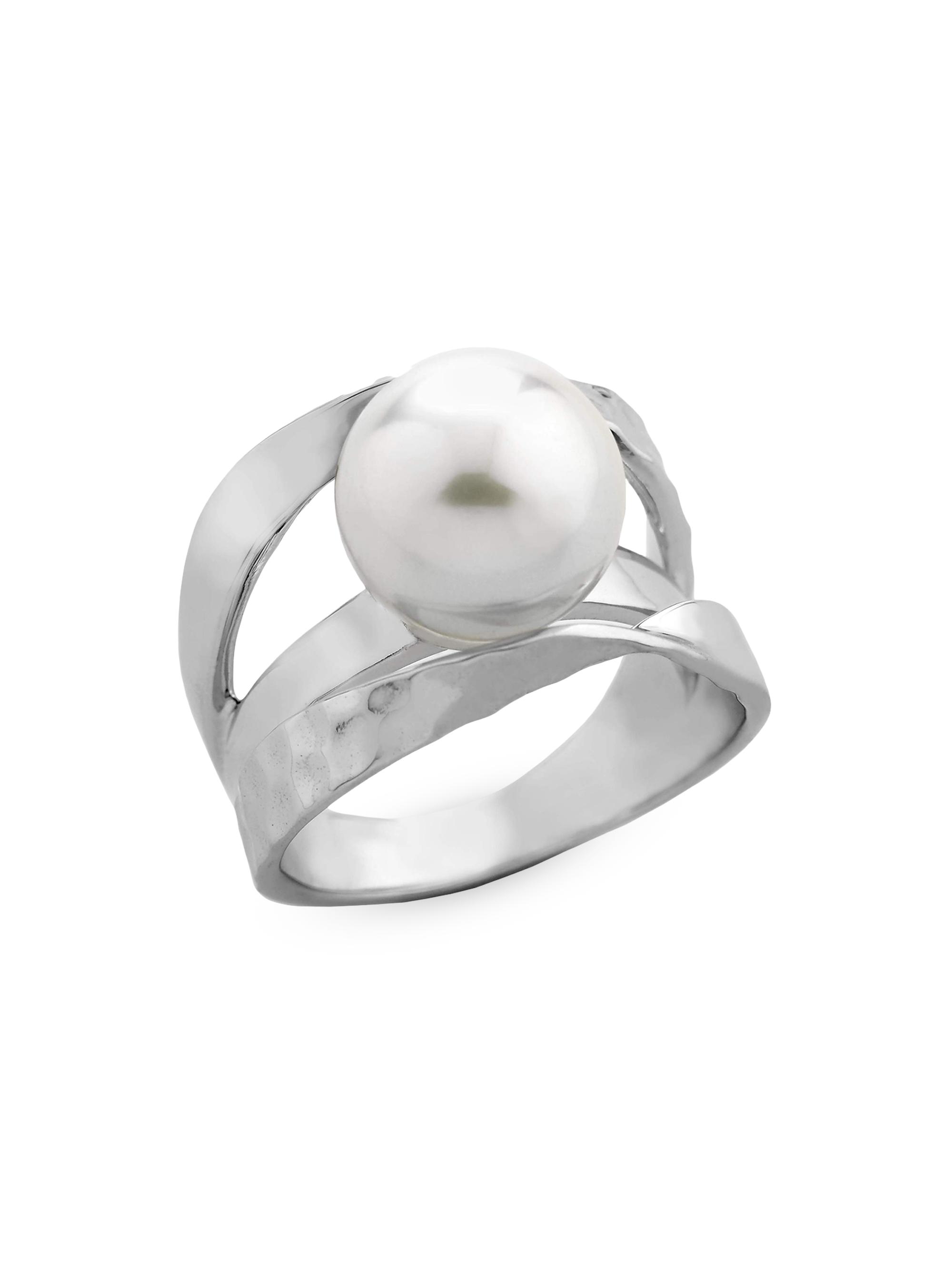 Majorica Women's Planet Classic Rhodium-Plated Silver & Faux Pearl Ring - Pearl