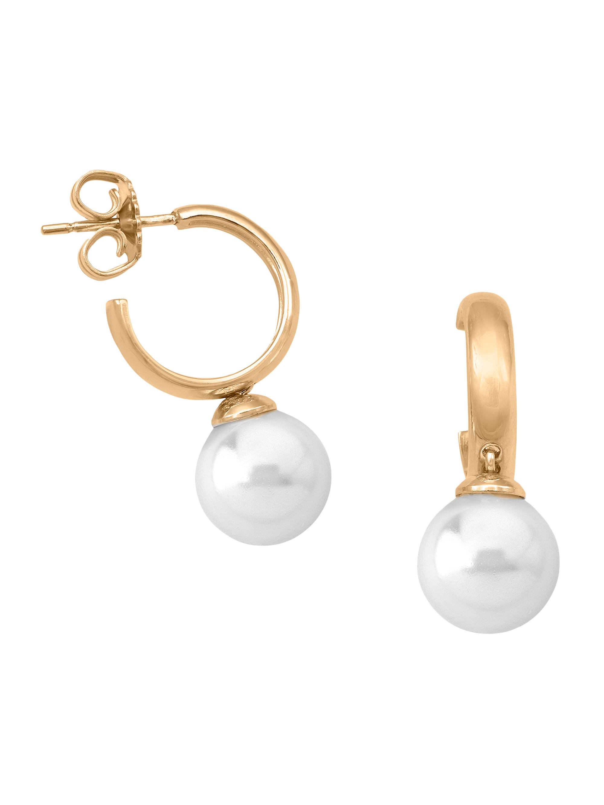 Majorica Women's Chara 18K Gold-Plated Silver & Faux Pearl Hoop Earrings - Pearl