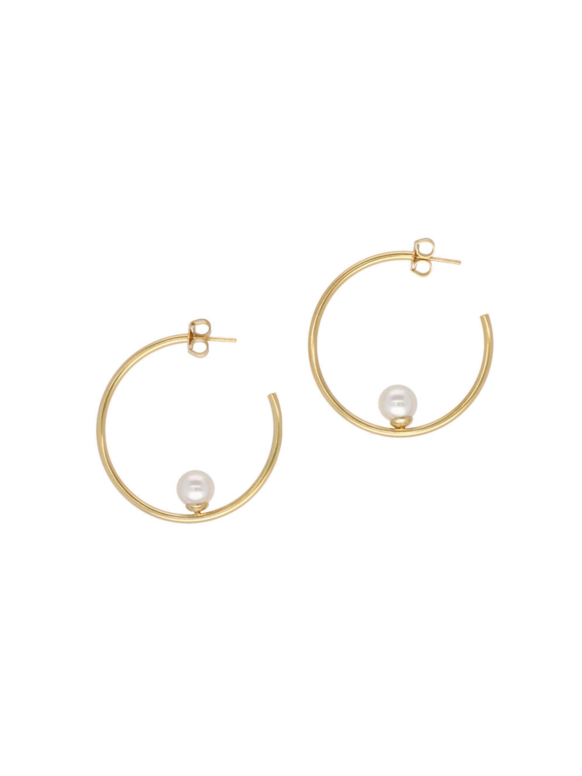 Majorica Women's Alba 18K Gold-Plated Silver & 8MM Faux White Pearl Hoop Earrings - Pearl