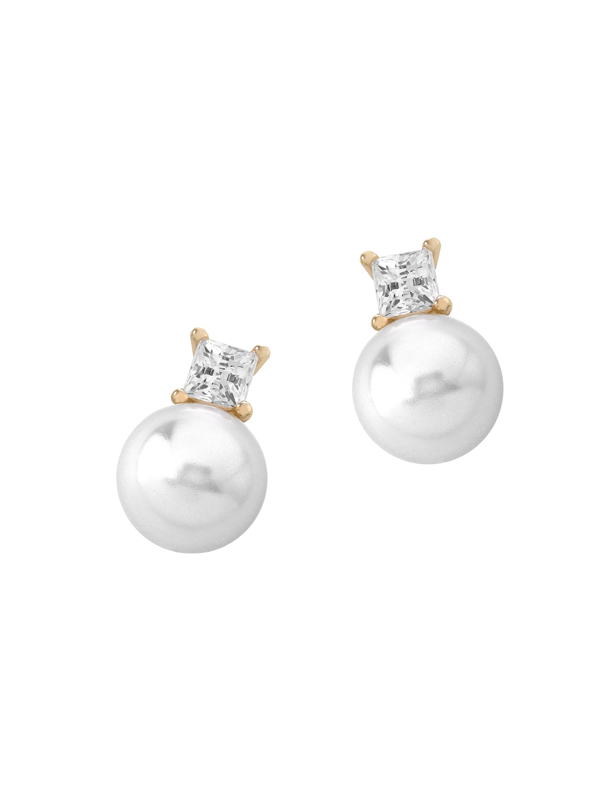 Majorica Women's Selene 18K-Gold-Plated, Lab-Grown Pearls & Cubic Zirconia Earrings - Pearl