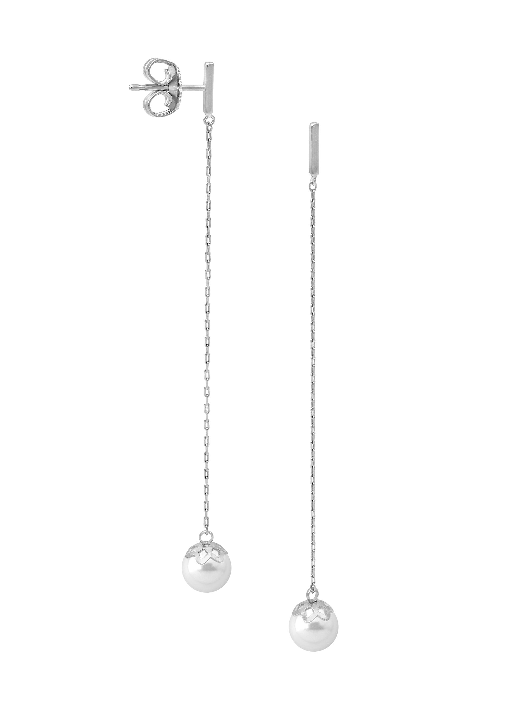 Majorica Women's Giselle Rhodium-Plate & Faux Pearl Drop Earrings - Pearl
