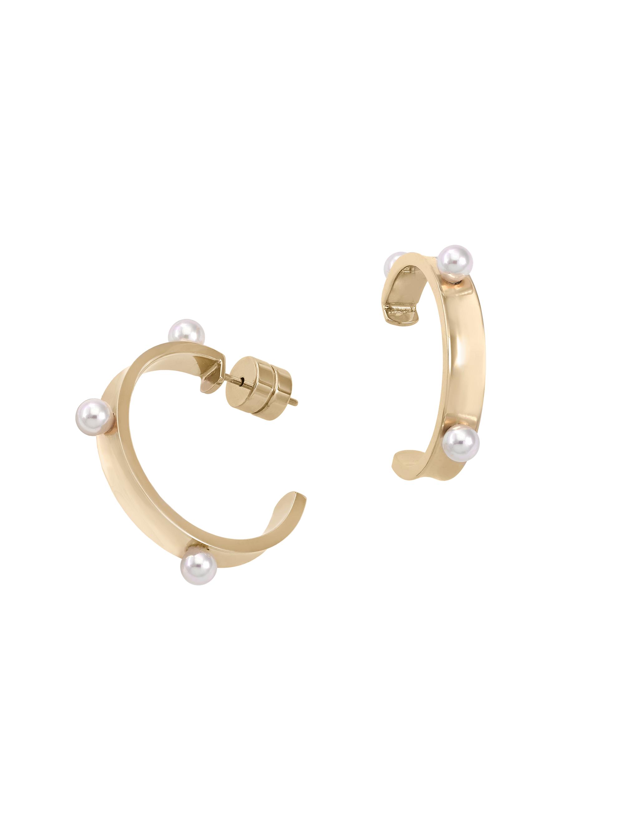 Majorica Women's Béjart 18K Gold-Plated Steel & Faux Pearl Hoop Earrings - Pearl