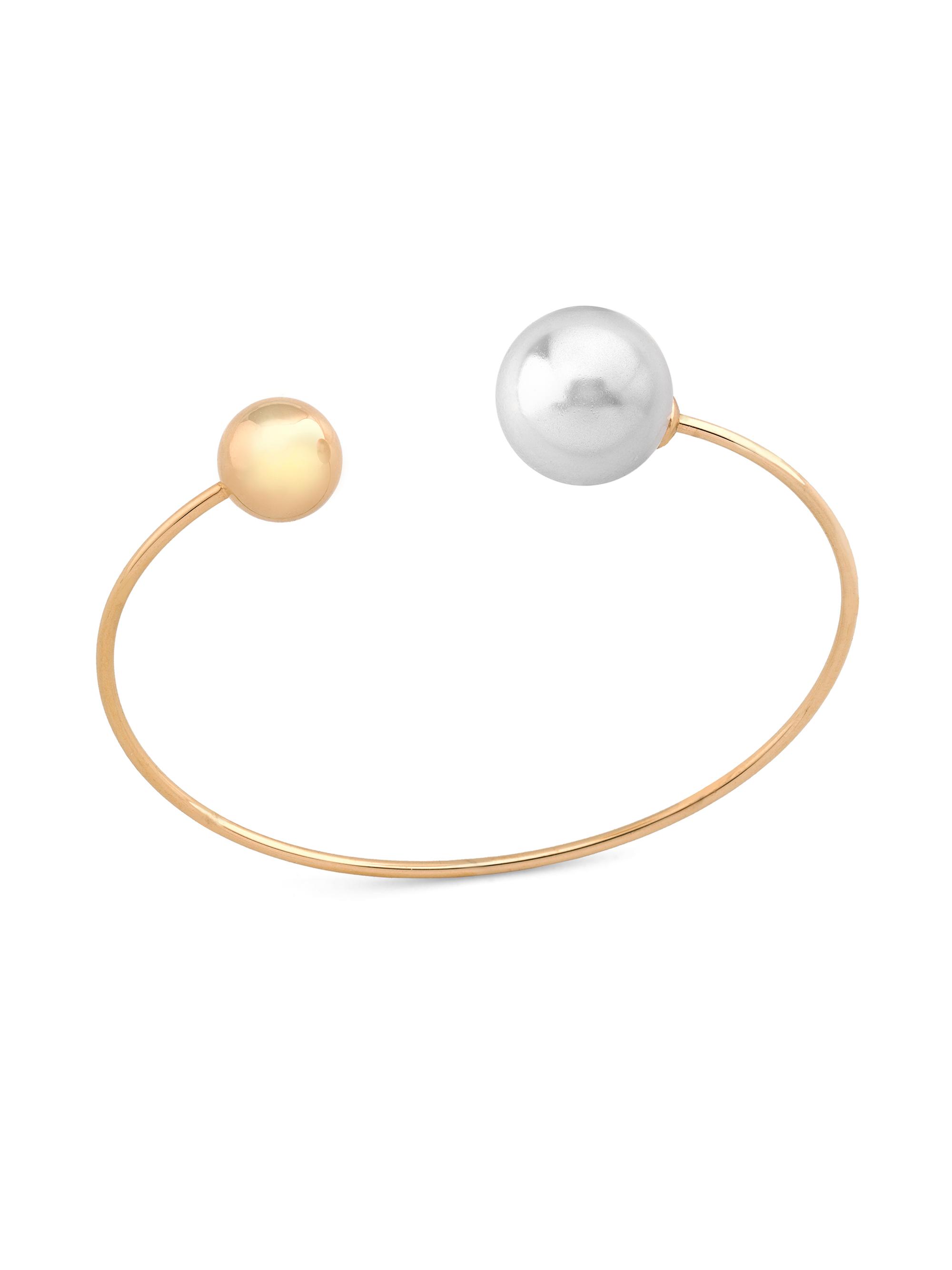 Majorica Women's Aura 18K Gold-Plated 14MM White Pearl Bangle - Pearl