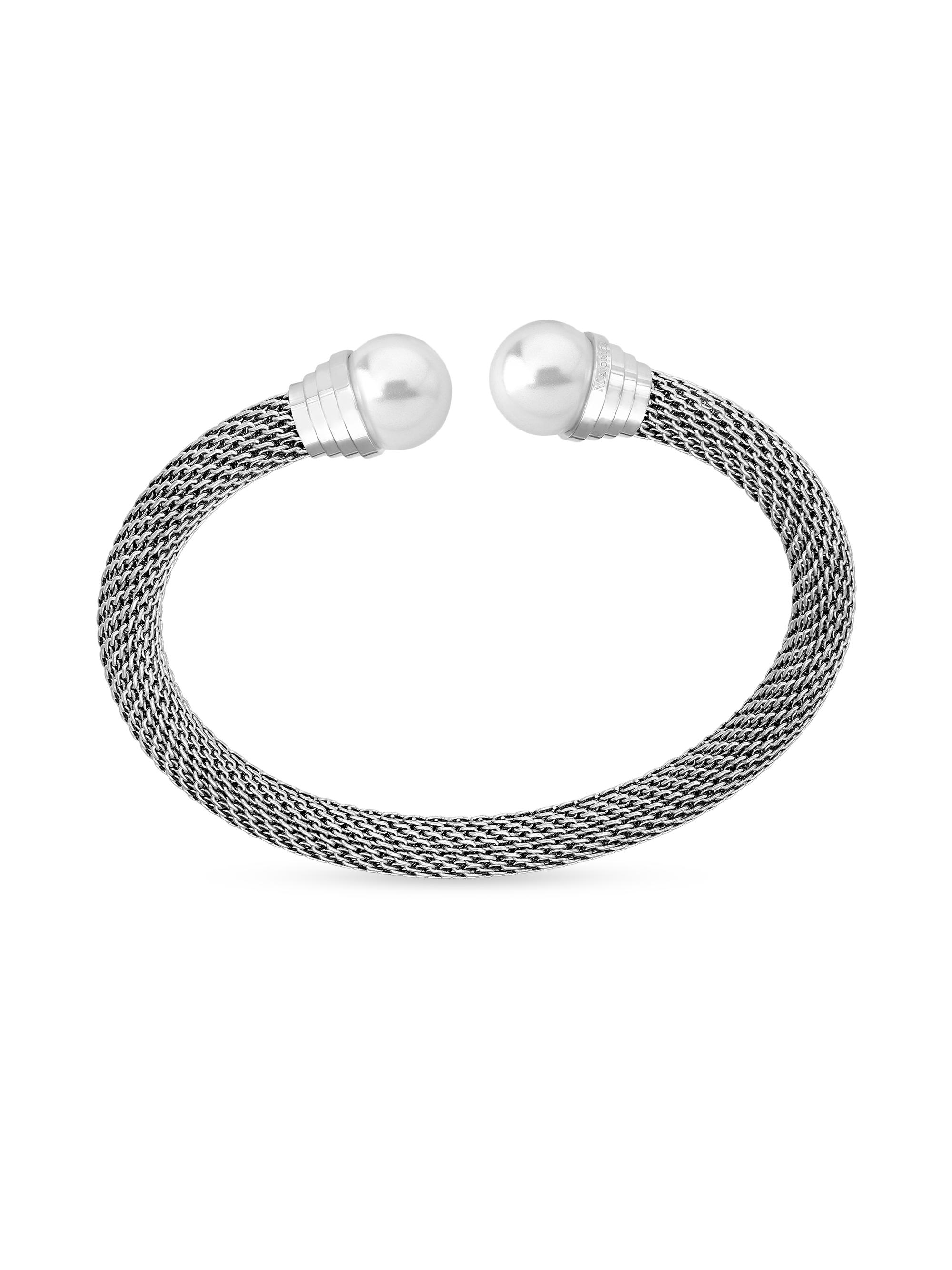 Majorica Women's Spicy Small Stainless Steel & Lab-Grown Pearls Bangle - Pearl