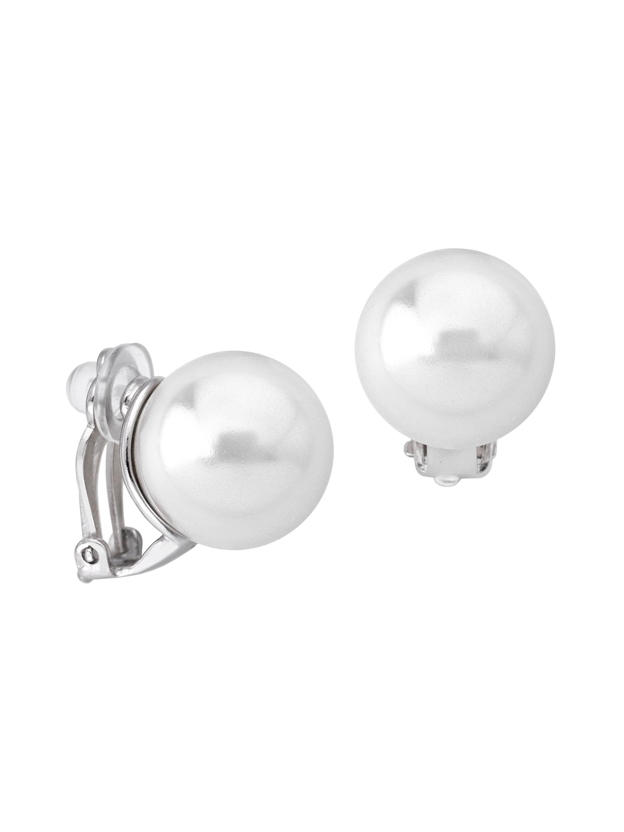 Majorica Women's Lyra Rhodium-Plate & Faux Pearl  Clip-On Earrings - Pearl