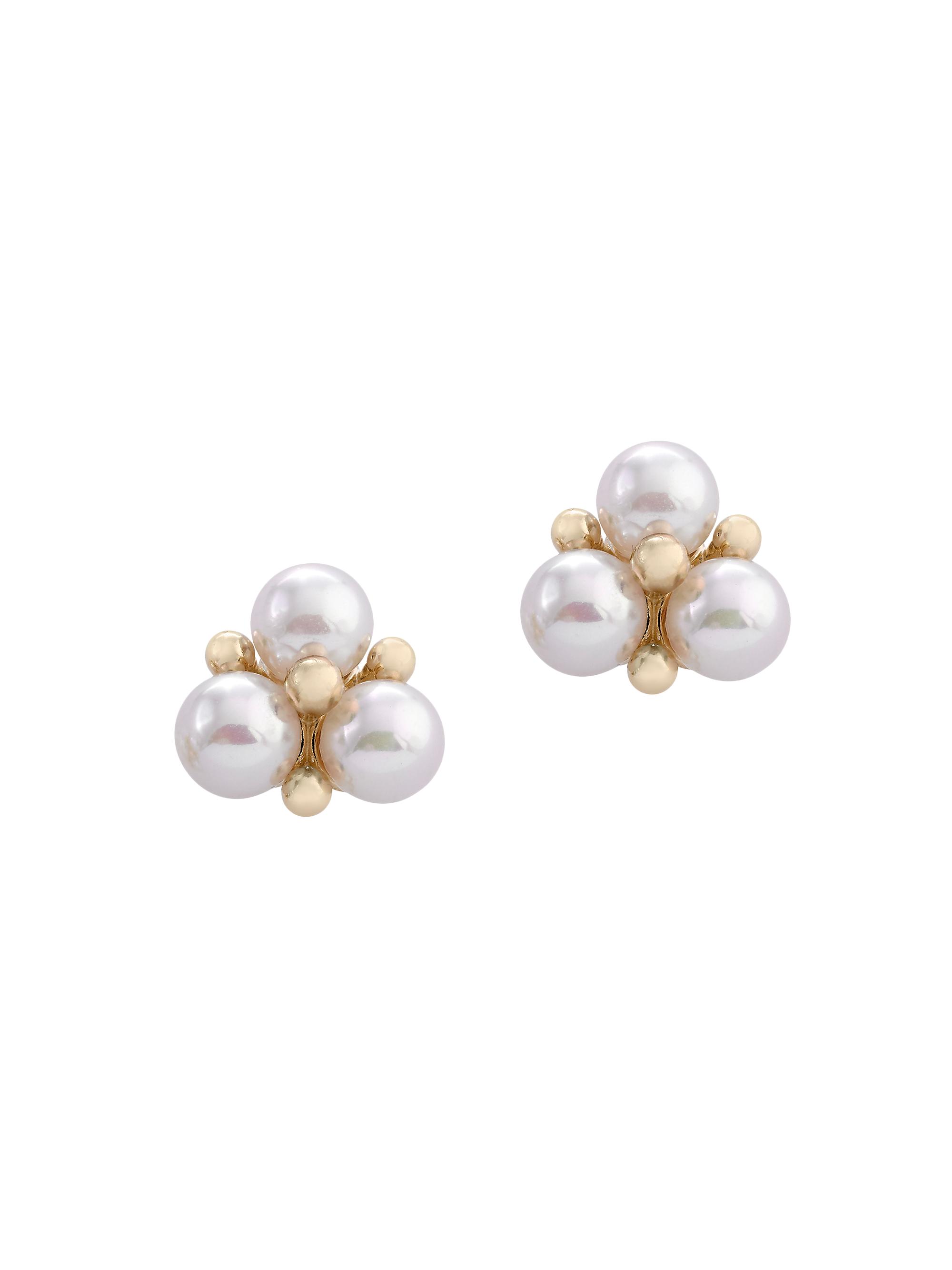 Majorica Women's Vega 18K Gold-Plated & Lab-Grown Pearls Stud Earrings - Pearl