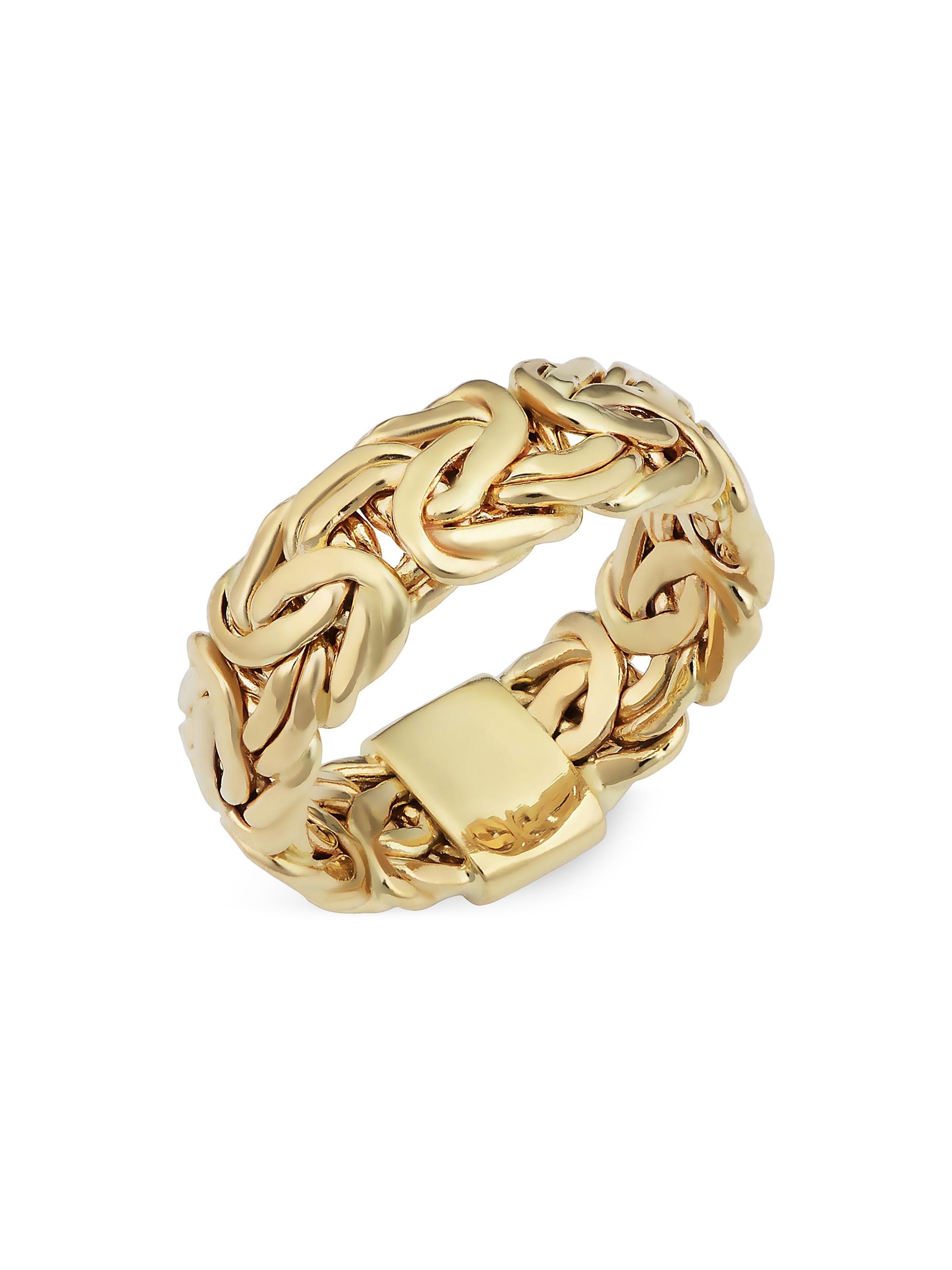 Oradina Women's 14K Yellow Solid Gold Byzantine Band Ring - Yellow Gold