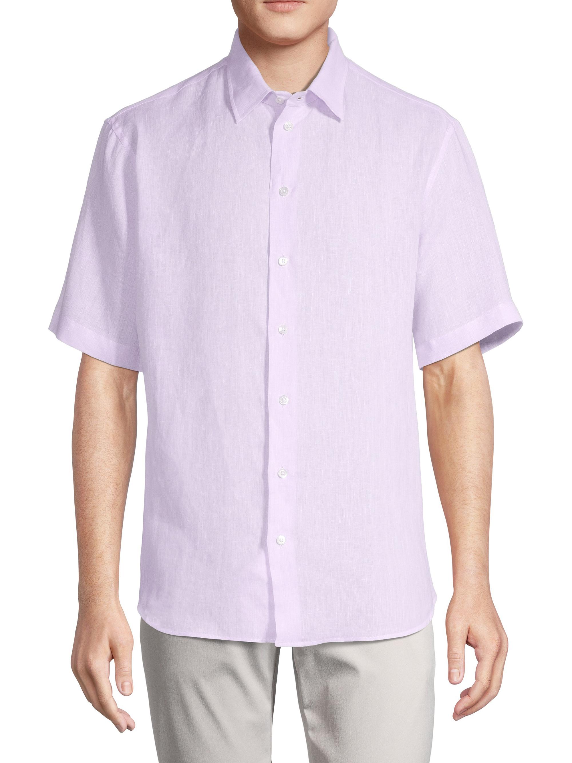 Emporio Armani Linen Short-Sleeve Shirt | Saks Fifth Avenue